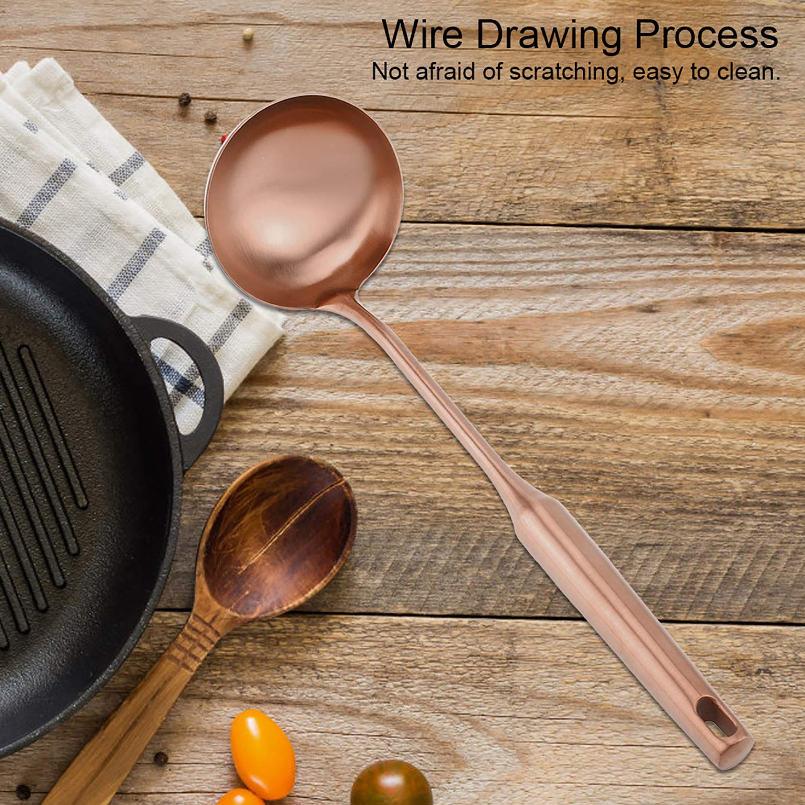 Stainless Steel Ladle Spoon Kitchen Turner, Big Soup Ladle Useful Kitchen Turner Cooking Tool Utensil Tool (Soup Ladle-Rose Gold