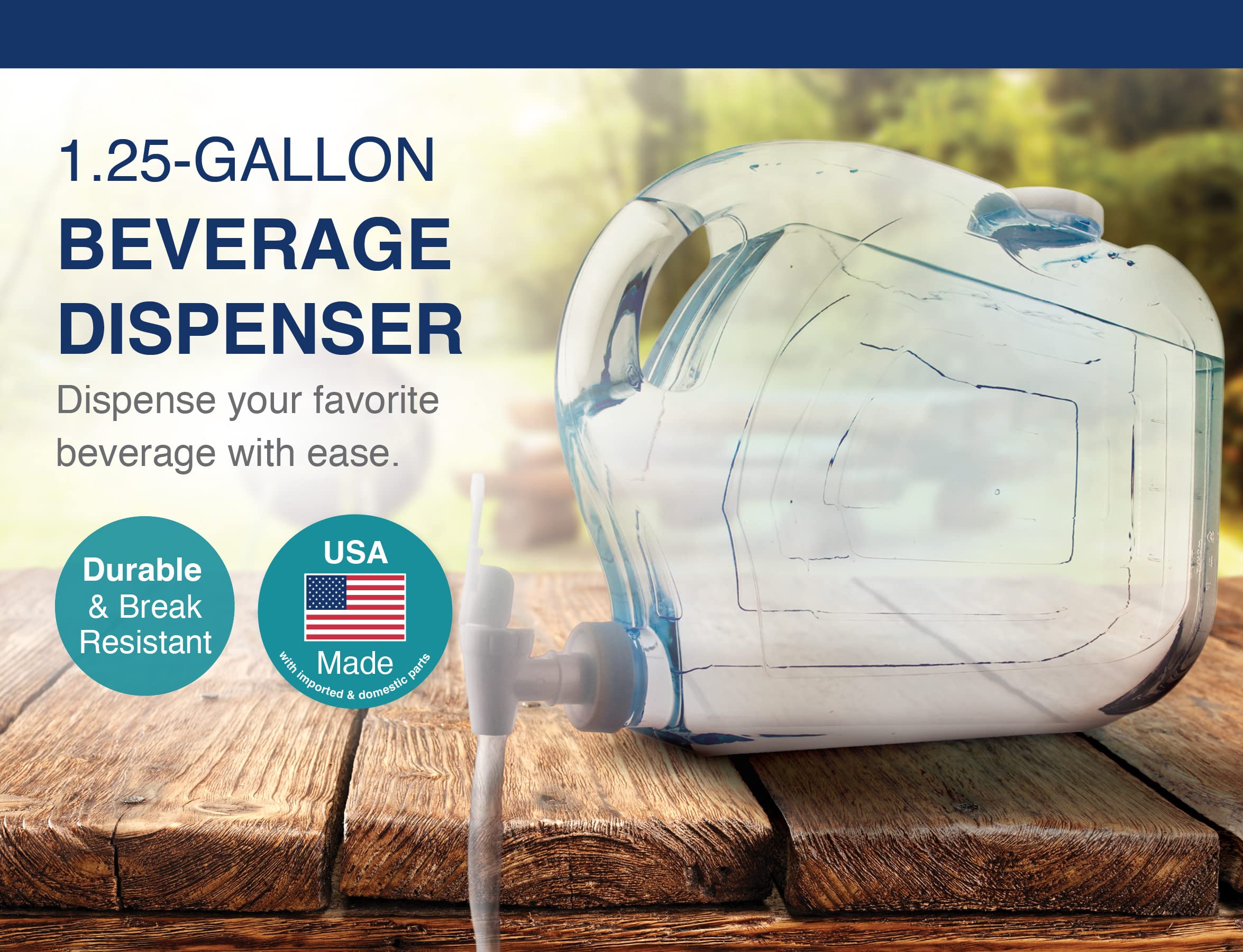 Arrow Home Products Ultra Slimline Drink Dispenser For Fridge, 1.25 Gallon - Plastic Beverage Dispenser With Spigot For Easy Dis