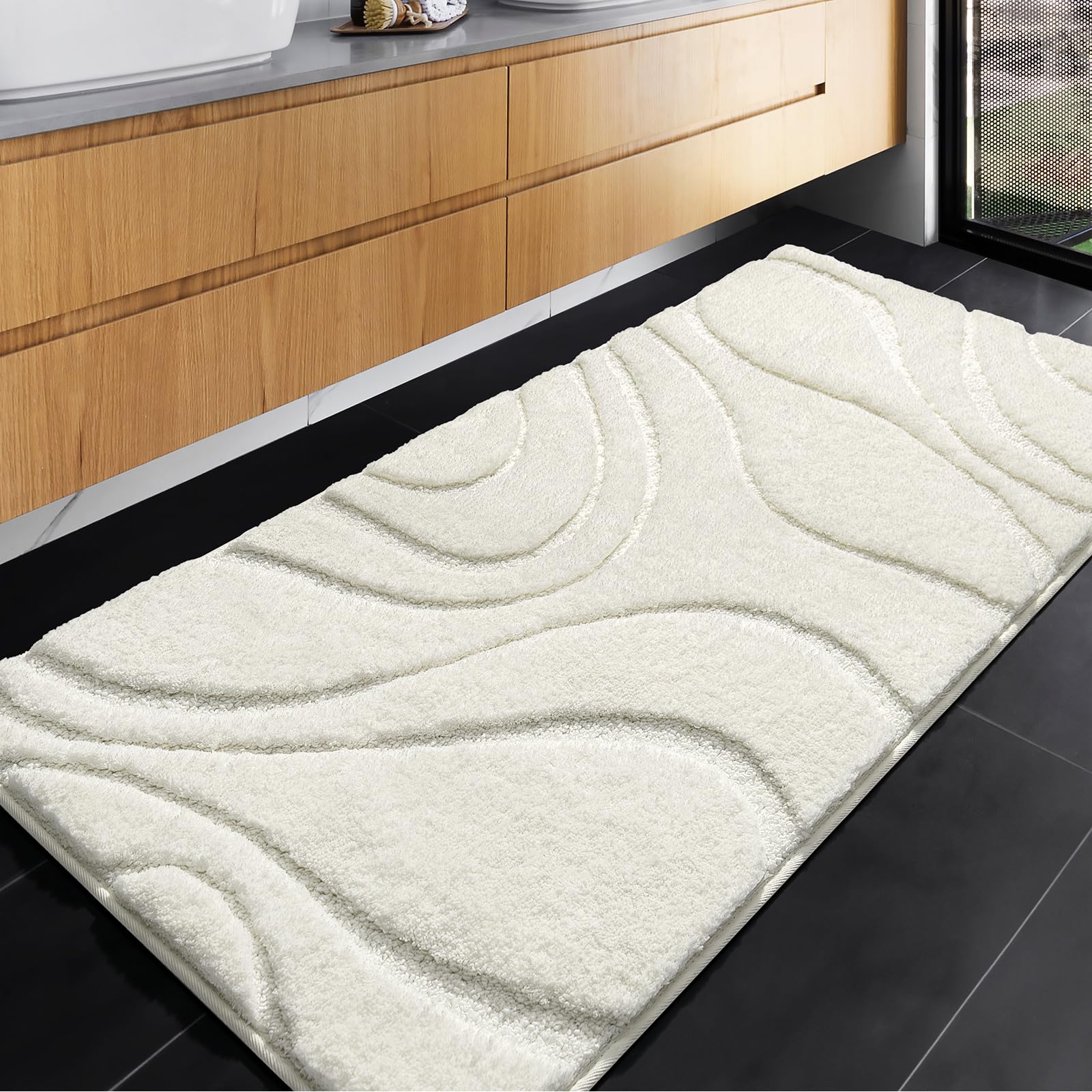 Dexde Bathroom Rugs Mat, Soft Plush Shaggy Microfiber Bath Rug, Non Slip Bath Mats For Bathroom Runner Floor, Machine Washable A
