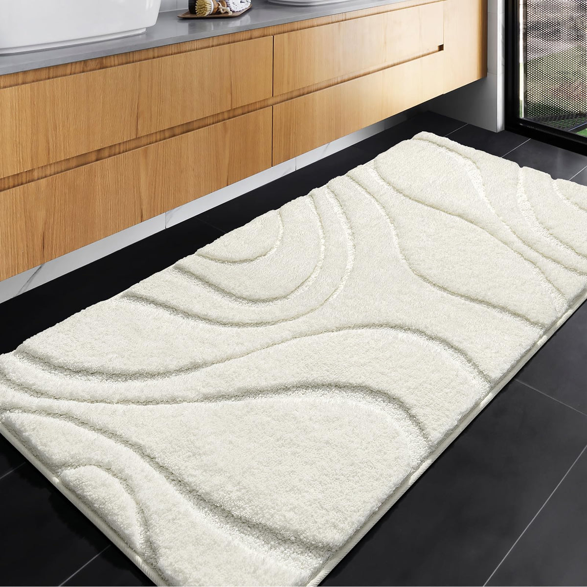 Dexde Bathroom Rugs Mat, Soft Plush Shaggy Microfiber Bath Rug, Non Slip Bath Mats For Bathroom Runner Floor, Machine Washable A