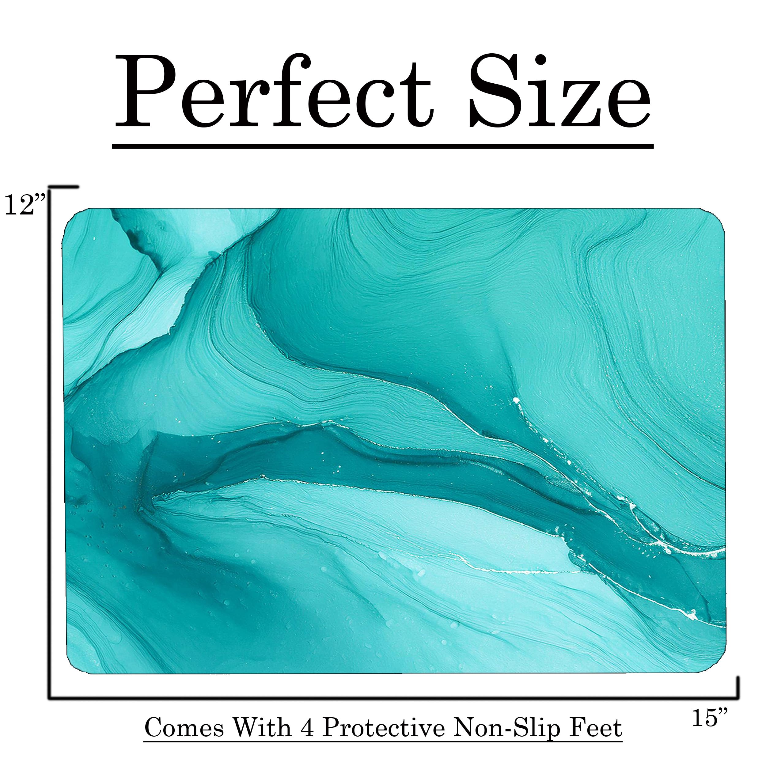 Aqua Blue Marble Kitchen Glass Cutting Board Ocean Decorative Gift Marbled Granite Stone Rock Gift For Her Mom Wife (Aqua Marble