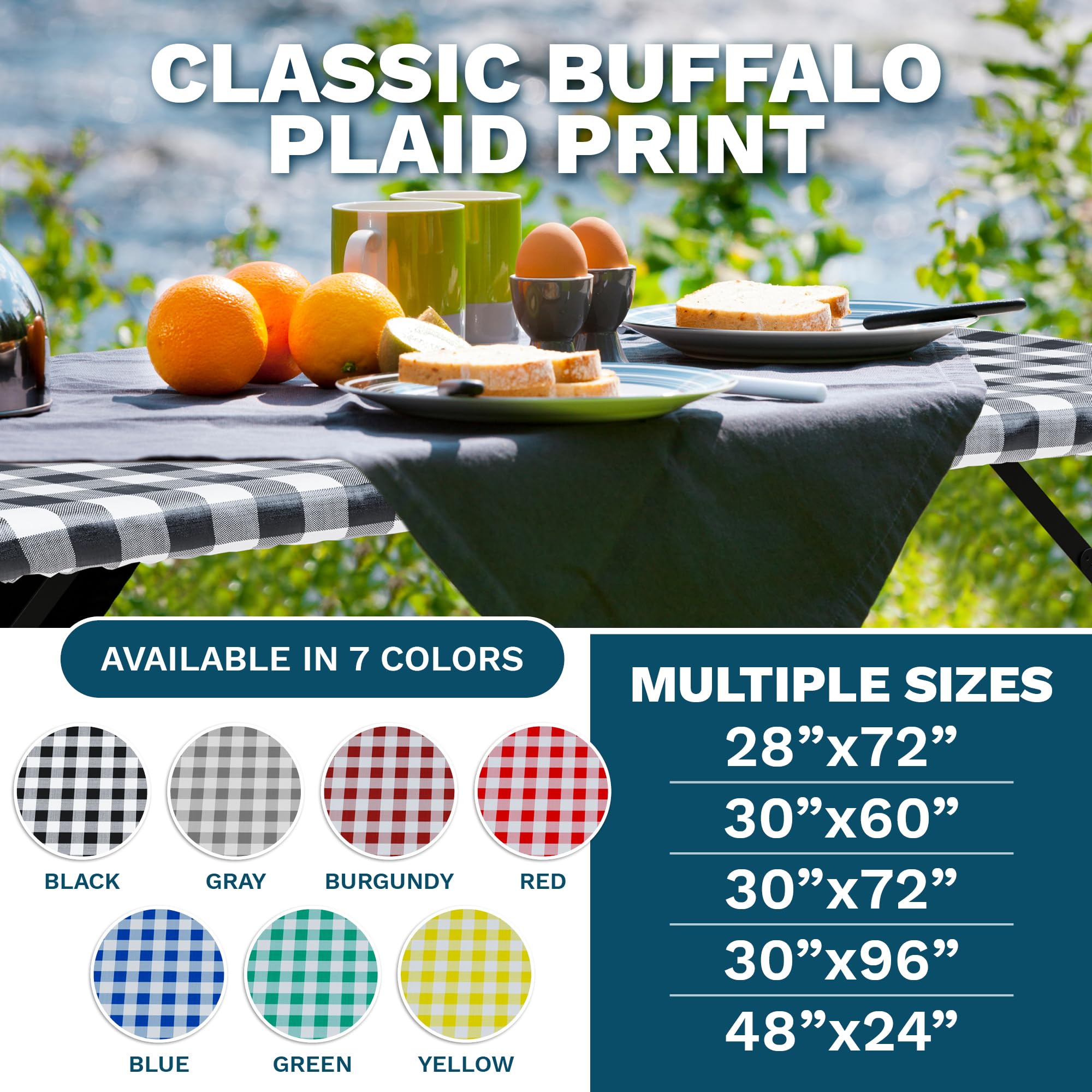 Sorfey Tablecloth -Fitted With Elastic, Vinyl With Flannel Back, Fits For Table 60''X 30'' Rectangle,Water Proof, Easy To Clean,