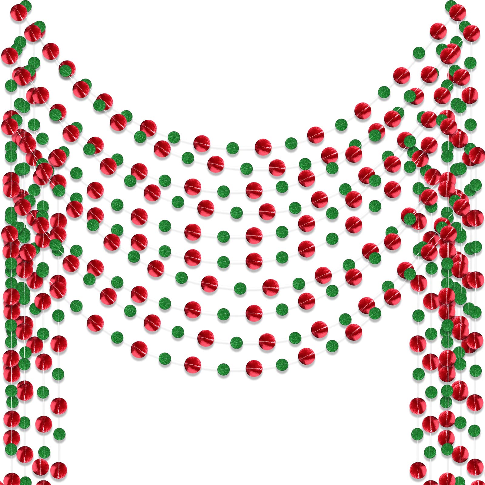 Outus 10 Pieces Round Dots Hanging Garland Each Length 13.1Ft Paper Round Garland Streamers Backdrop Decoration For Party Birthd