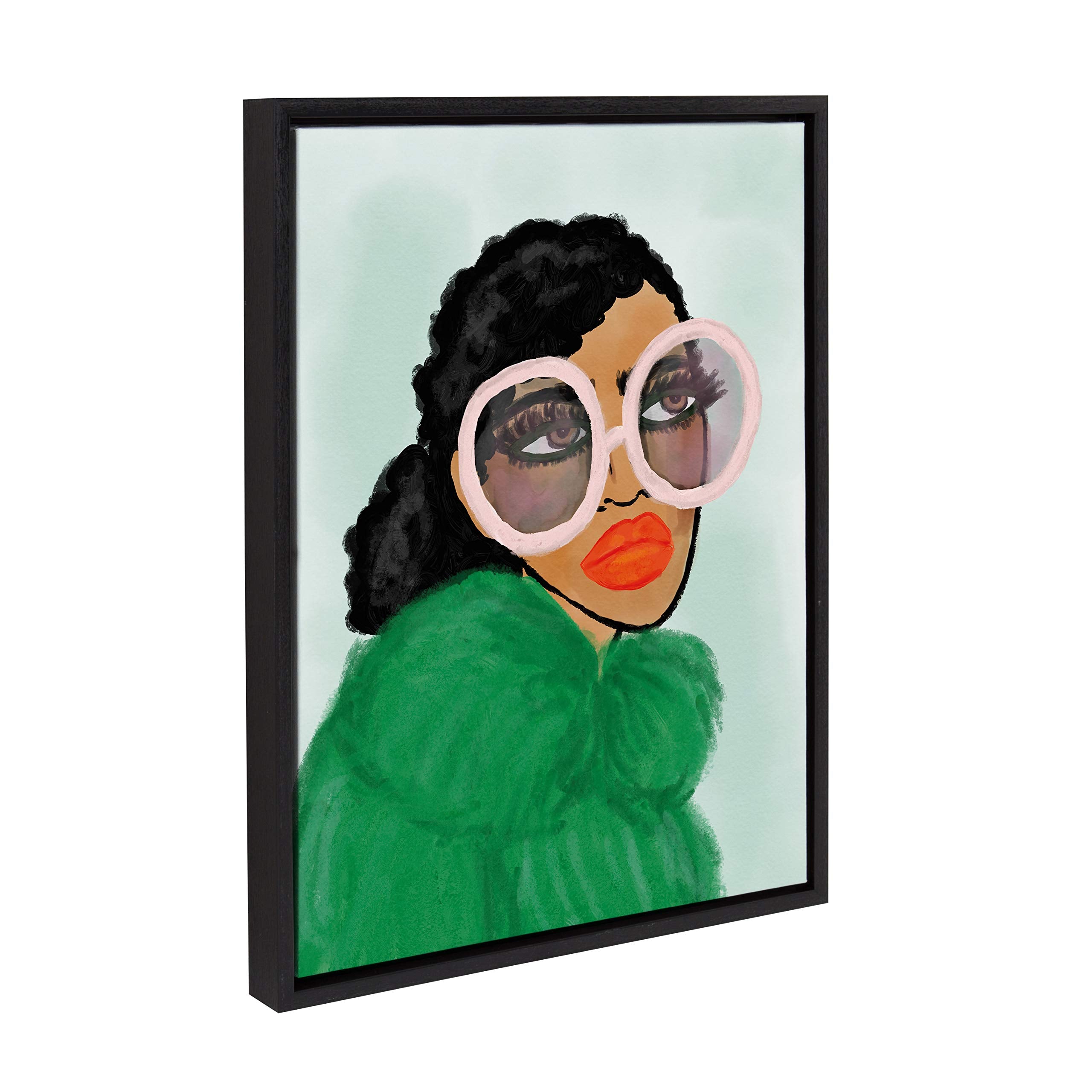 Kate And Laurel Sylvie Green Coat Framed Canvas Wall Art By Kendra Dandy, 18X24 Black, Chic Vibrant Home Decor