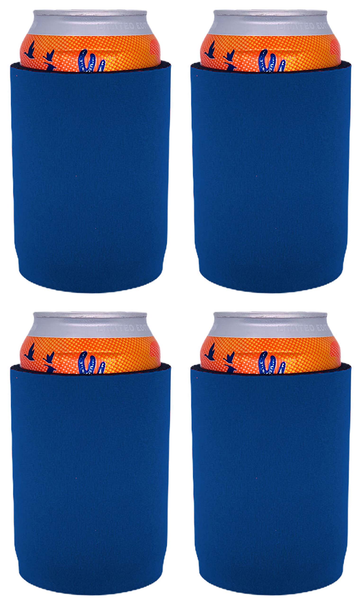 Blank Neoprene Full Bottom Can Coolie (4 Pack, Royal Blue)