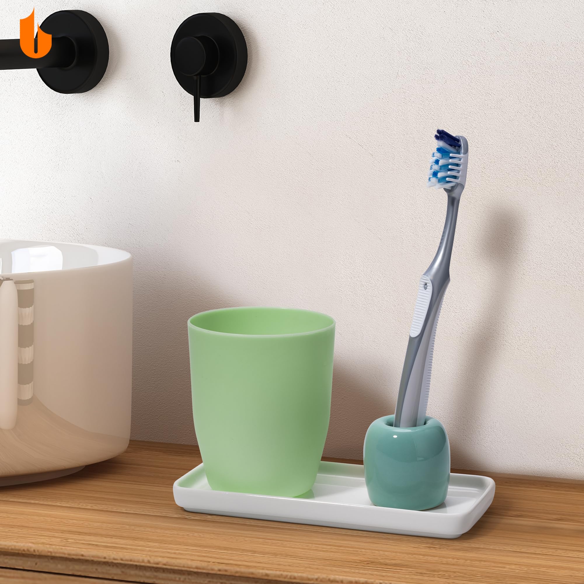 Urbanstrive Ceramic Toothbrush Holders For Bathrooms, Sleek Tooth Brush Holder Toothbrush Stand Tooth Brushing Holder, Portable