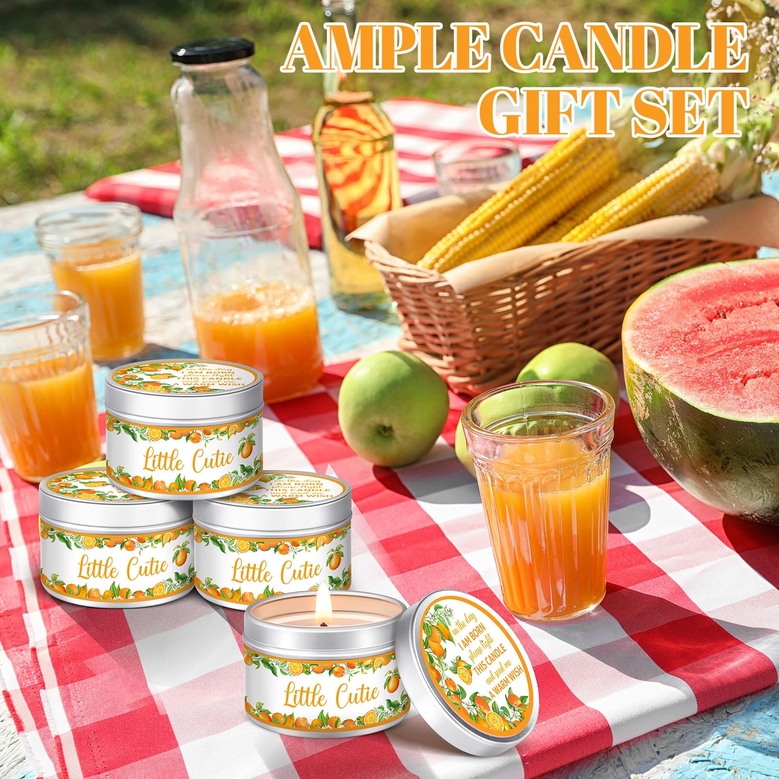 MTLEE 24 Pcs Mandarin Orange Baby Shower Party Favors Candles Lavender Scented Baby Shower Favors for Guests Rustic Tealights Ca