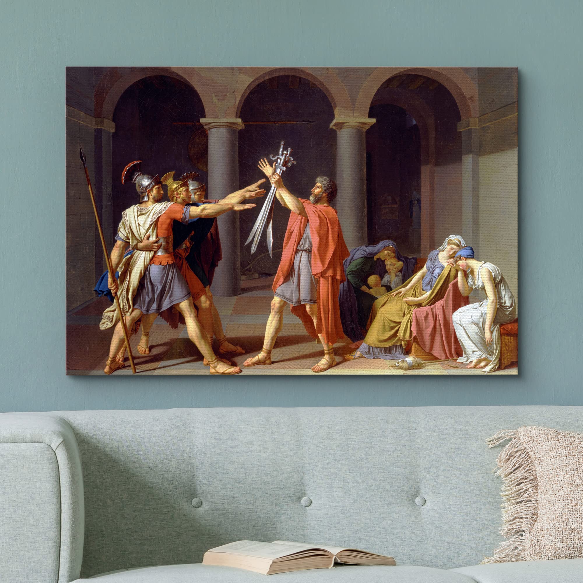 Wall26 Framed Canvas Print Wall Art Oath Of The Horatii By Jacques-Louis David Nature Wilderness Illustrations Fine Art Traditio