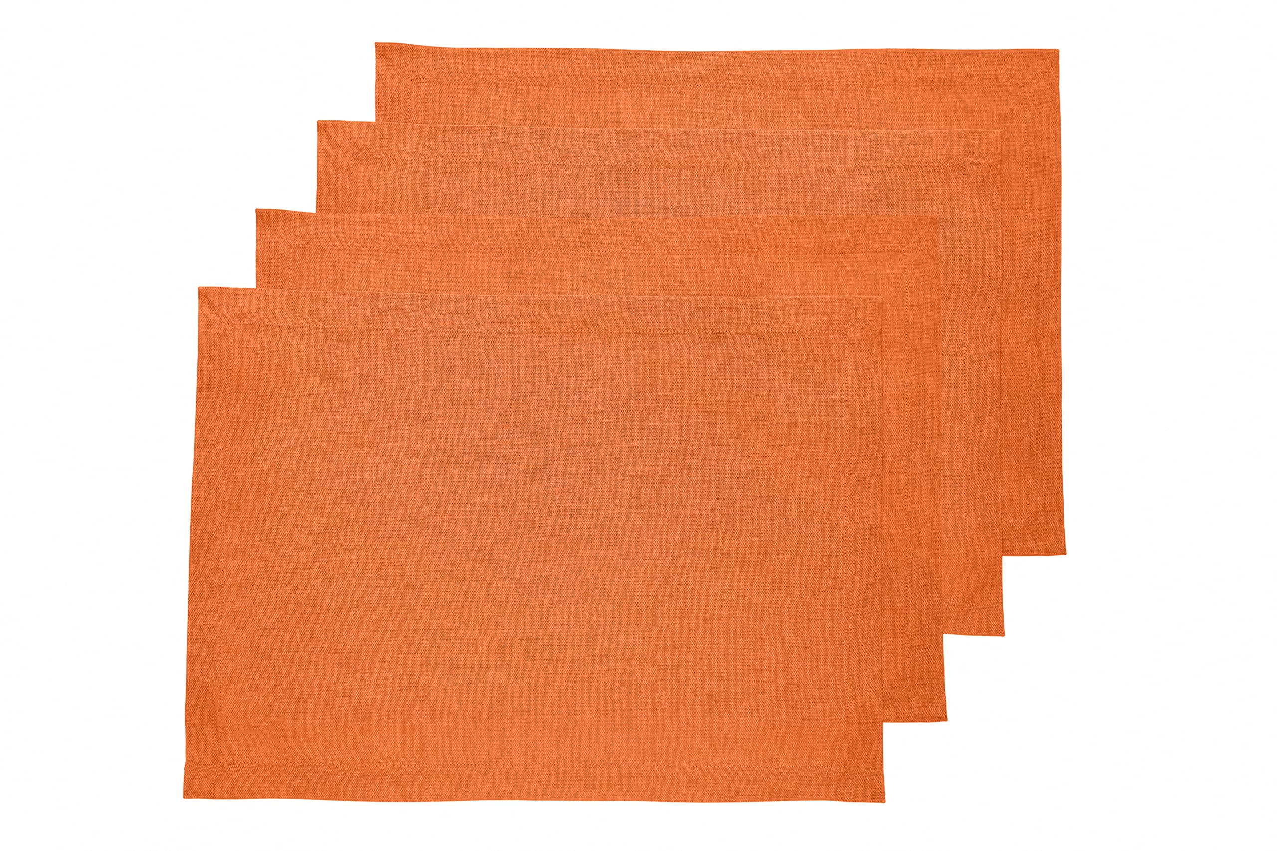 Solino Home Linen Placemats 19'' L X 14'' W Inch - 100% Pure Linen Provence Blue Cloth Placemats Set Of 4 - Fete, Washable Fabri