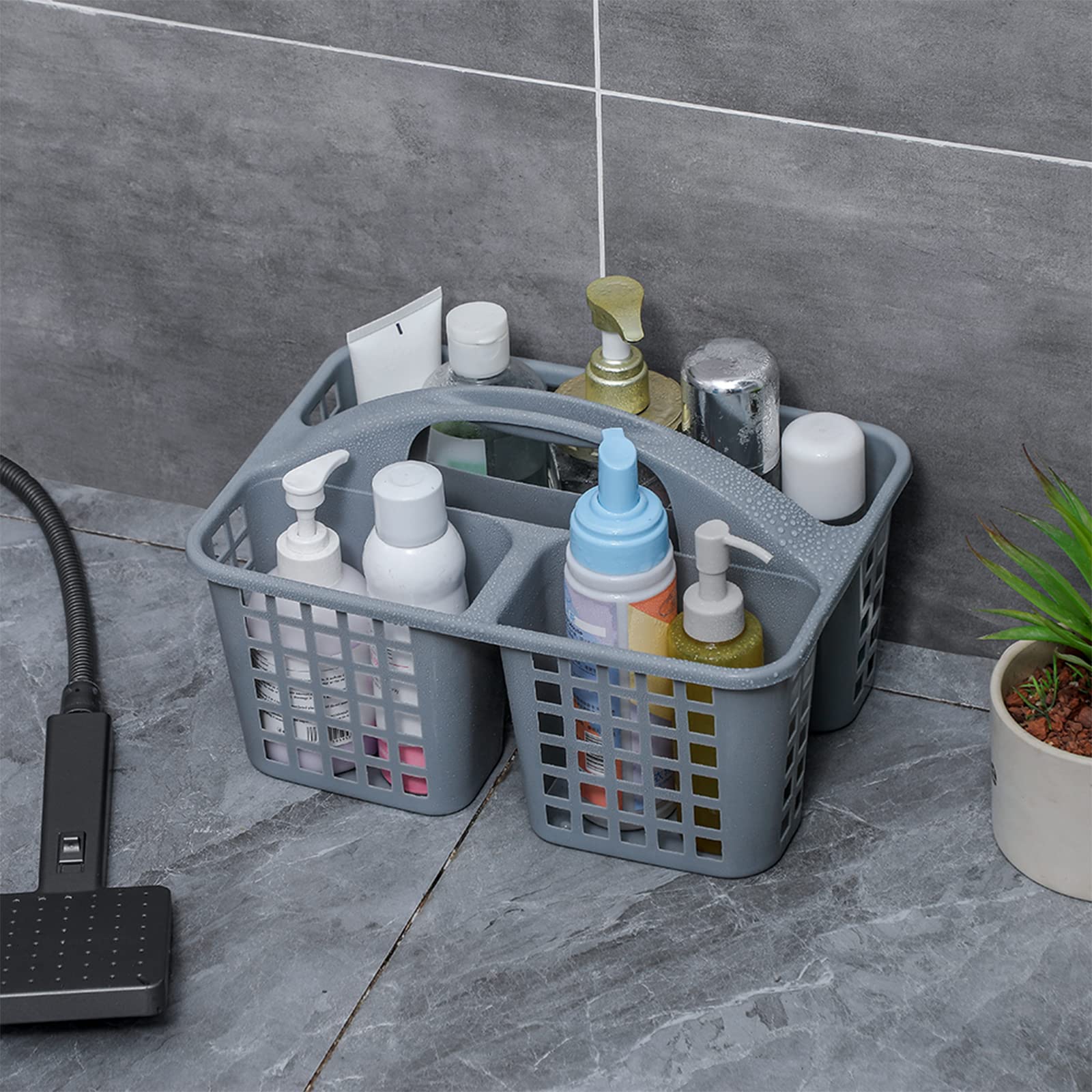 Jiatua Portable Shower Caddy Basket With Compartments Cleaning Supplies Organizer With Handle Plastic Storage Divided Tool Bin F