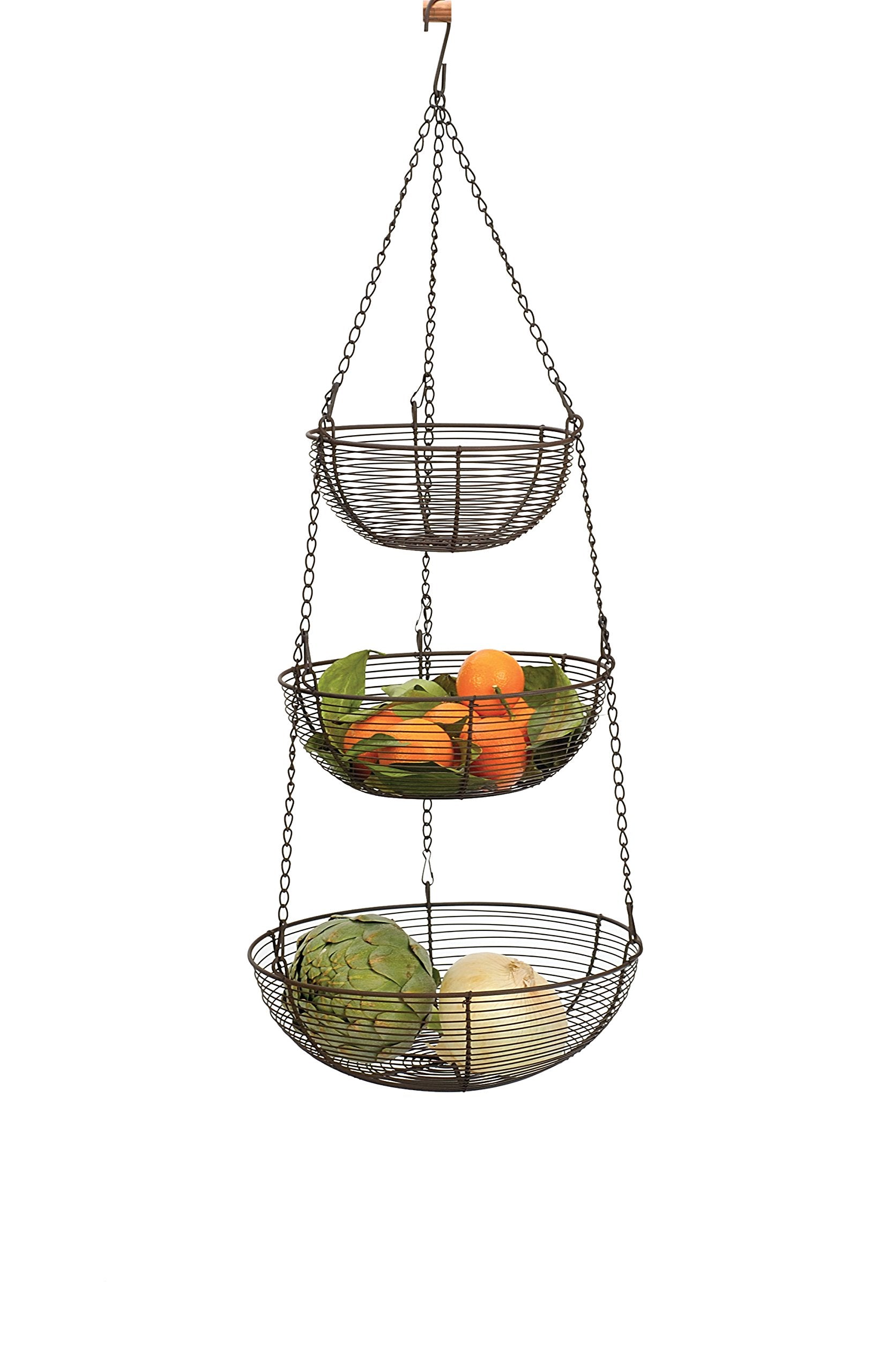 Rsvp International Hanging Storage Collection 3-Tier Baskets, Bronze Woven Wire