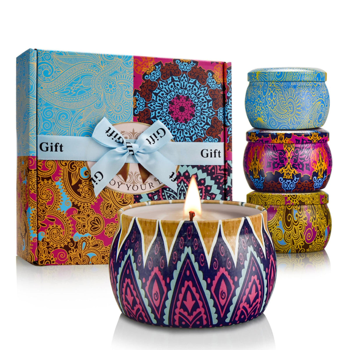 Scented Candles Gift Set, 4 Pack Aromatherapy Candles, Stress Relief Gifts for Women, Up to 120H Burning, Candles for Home Scent