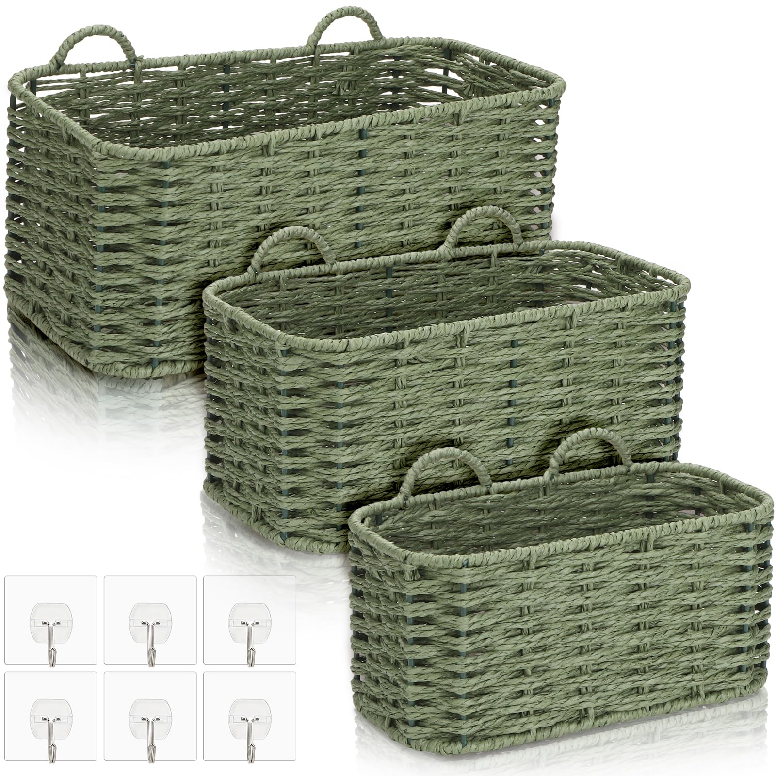 Henndaan 3 Piece Boho Wall Hanging Baskets for Organizing Paper Rope Woven Baskets Sets Handmade Storage Bins for Fruits Vegetab