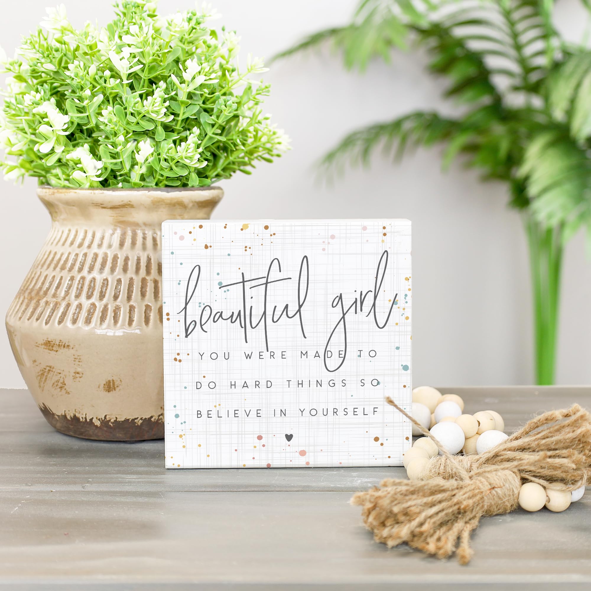 Simply Said  INC Small Talk Squares 5.25'' Wood Sign - Believe in Yourself - STS1608