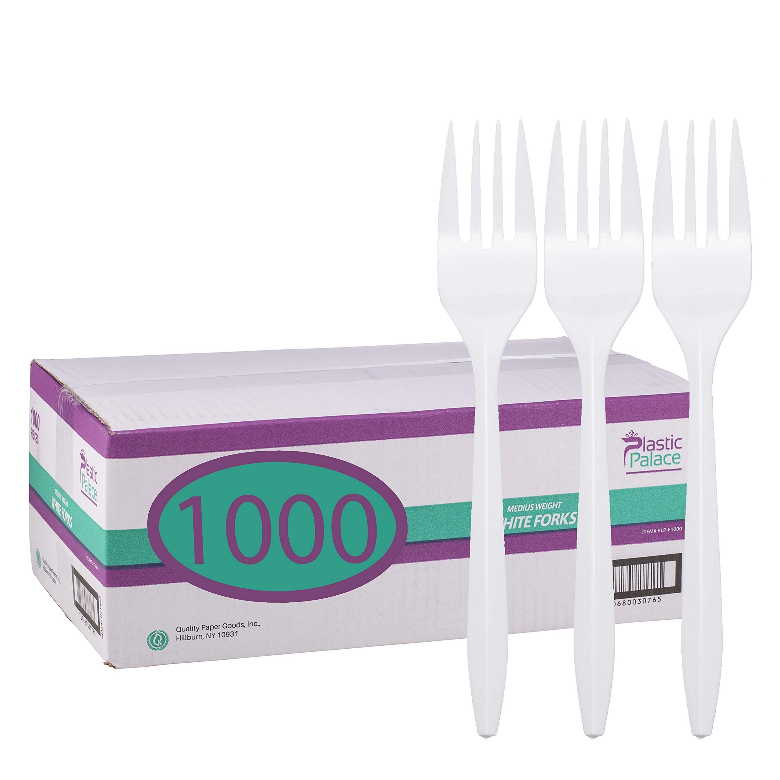 Plastic Palace White Disposable Plastic Forks In Bulk-Medium Weight (1000 Count)