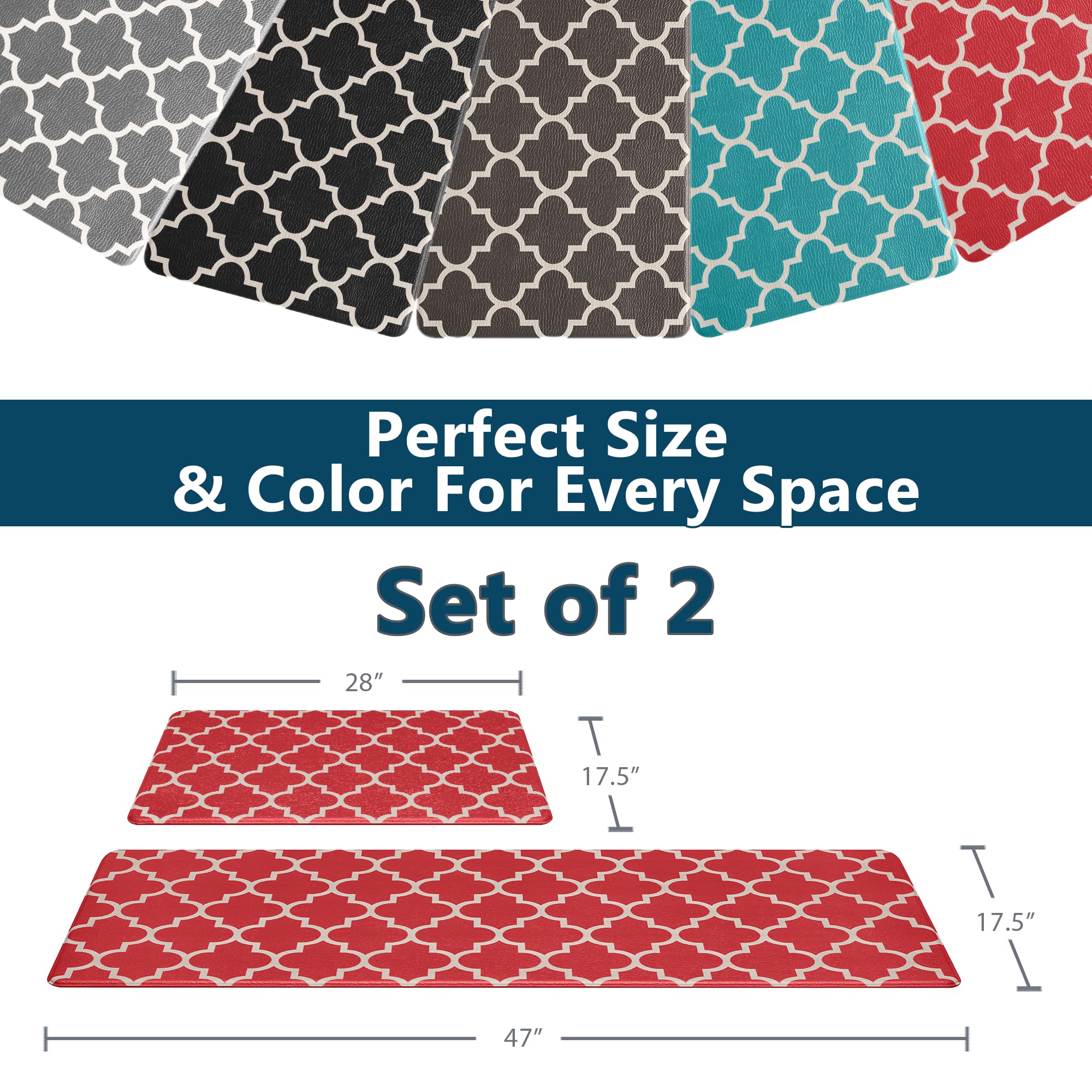 Comfilife Kitchen Mats For Floor (2 Pcs) - Cushioned Anti Fatigue Kitchen Rug For Comfortable Standing - Waterproof, Easy Clean,