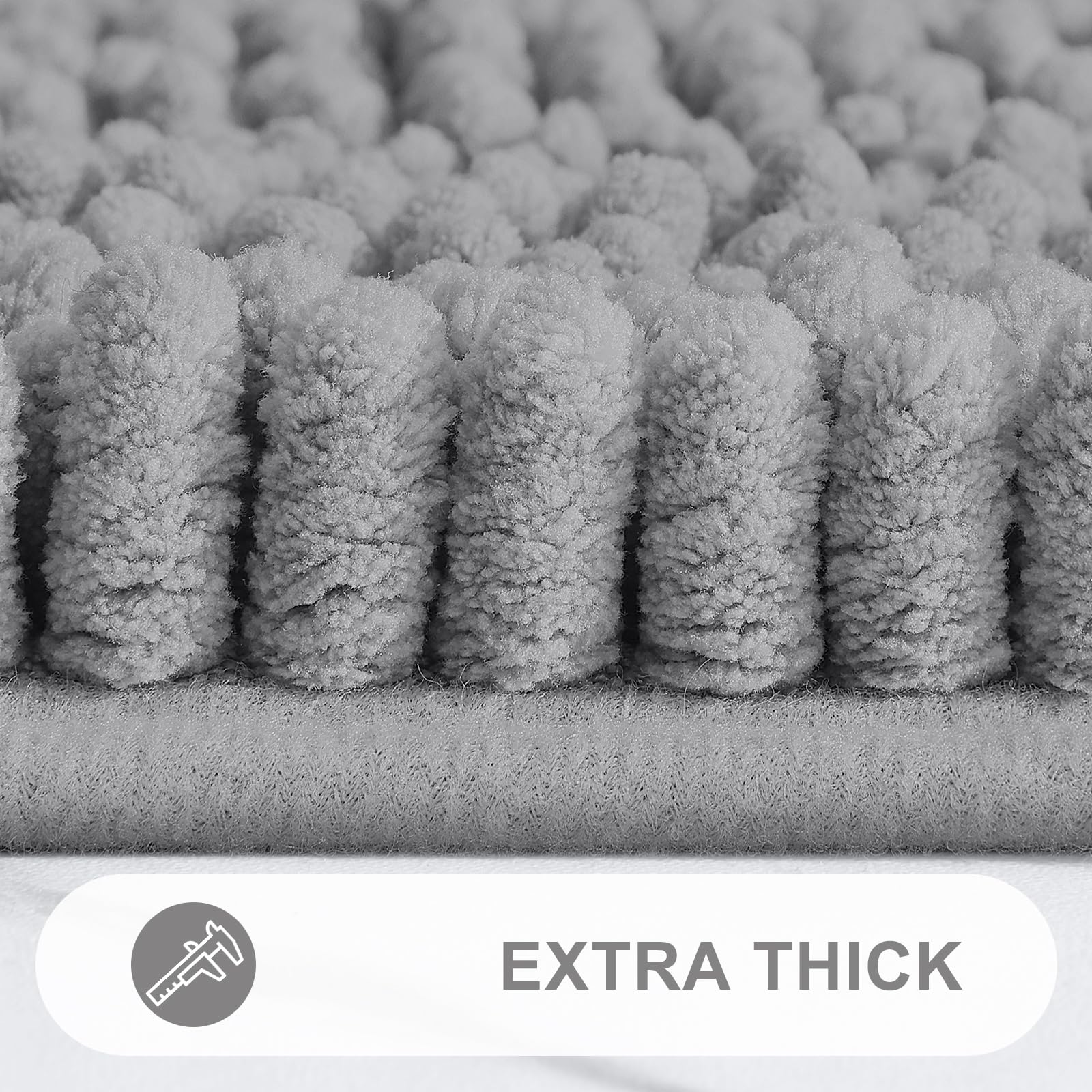 Grandaily Chenille Striped Bathroom Rugs 36X24, Extra Thick And Absorbent Bath Rugs, Non-Slip Soft Plush Shaggy Bath Carpet, Mac