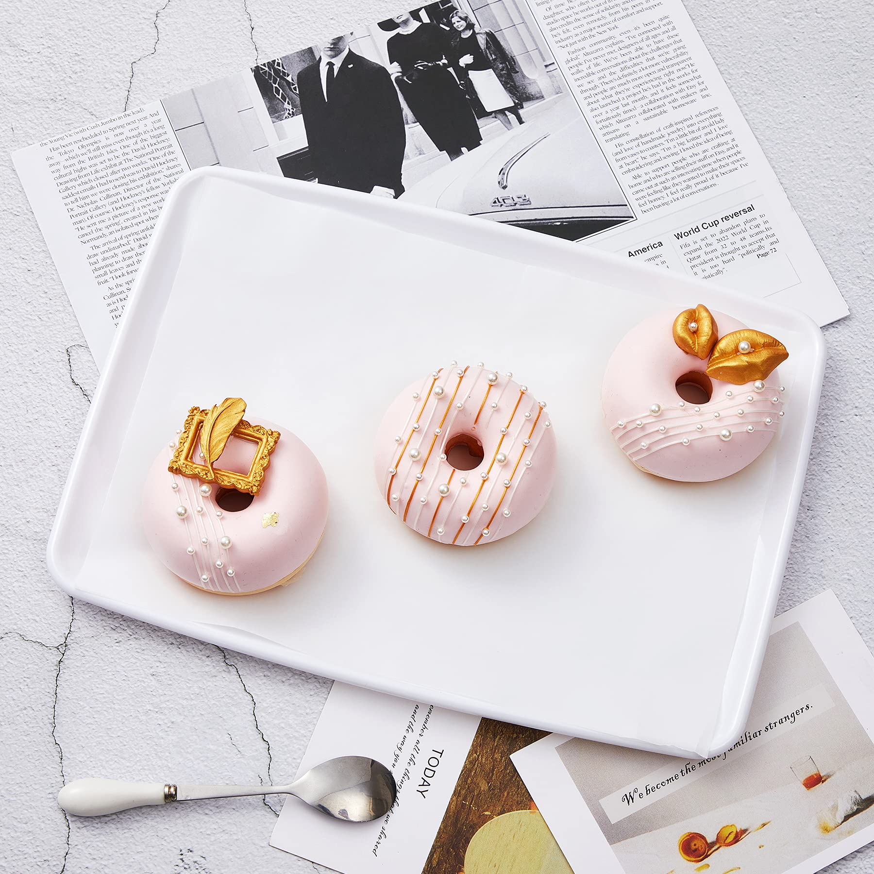 N9R 10Pcs White Plastic Serving Trays - 11