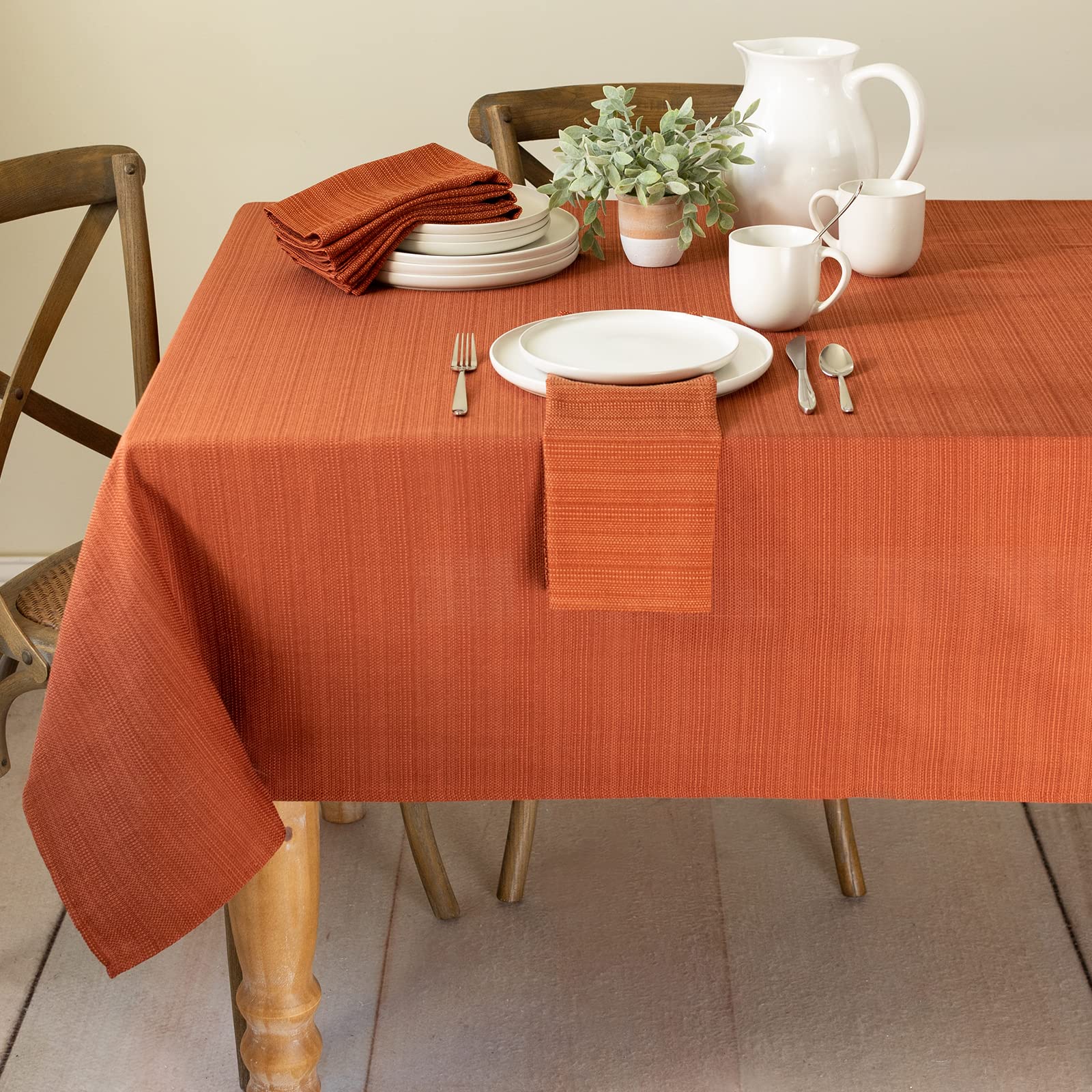 Benson Mills Textured Fabric Table cloth, for Everyday Home Dining, Parties, Weddings & Spring Holiday Tablecloths (60 x 120 Rec