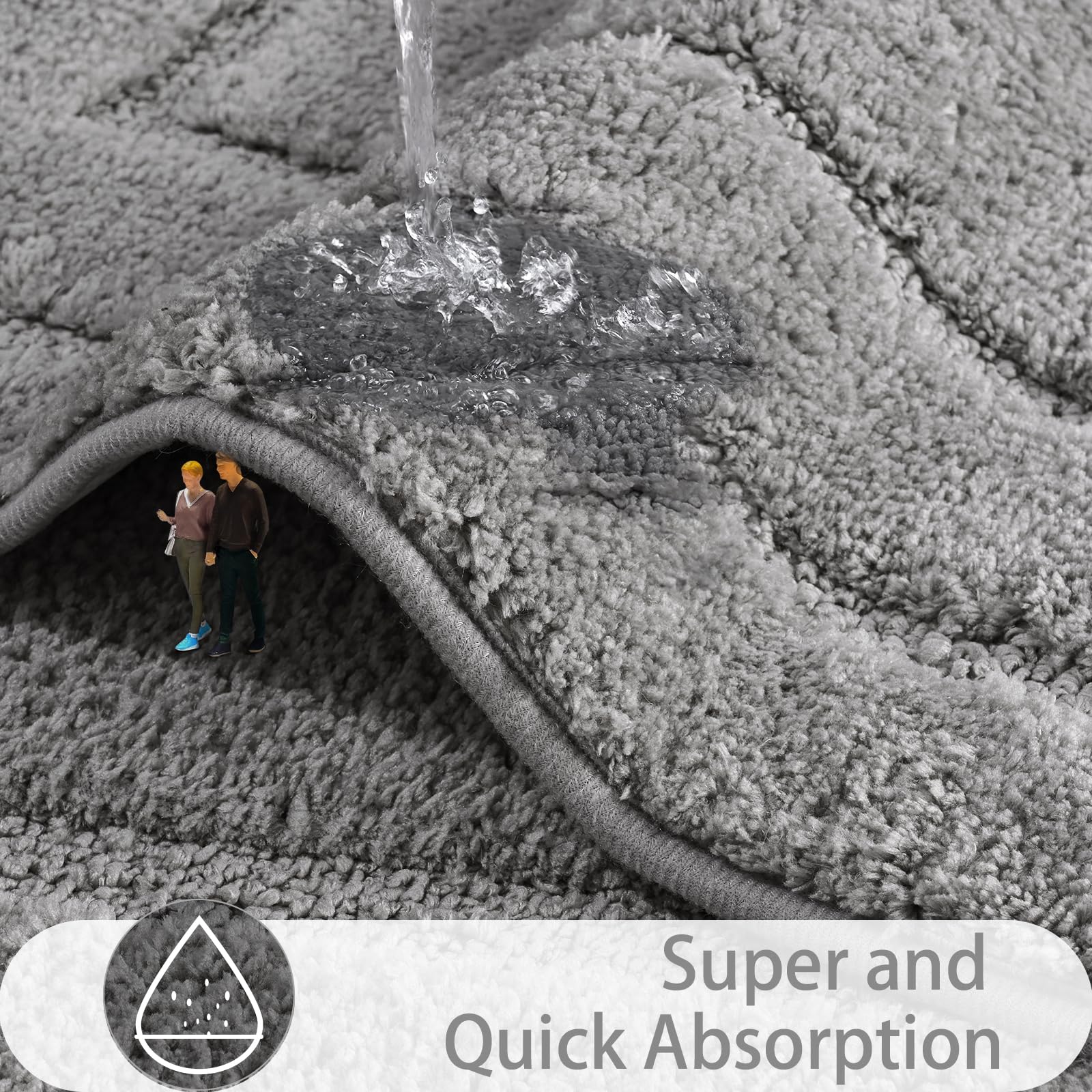 Homore Bath Rug, Grey Bathroom Rug 24X60 Inch Soft Absorbent Microfiber Bathroom Runner Rug, Washable Bath Runner Rugs For Bathr