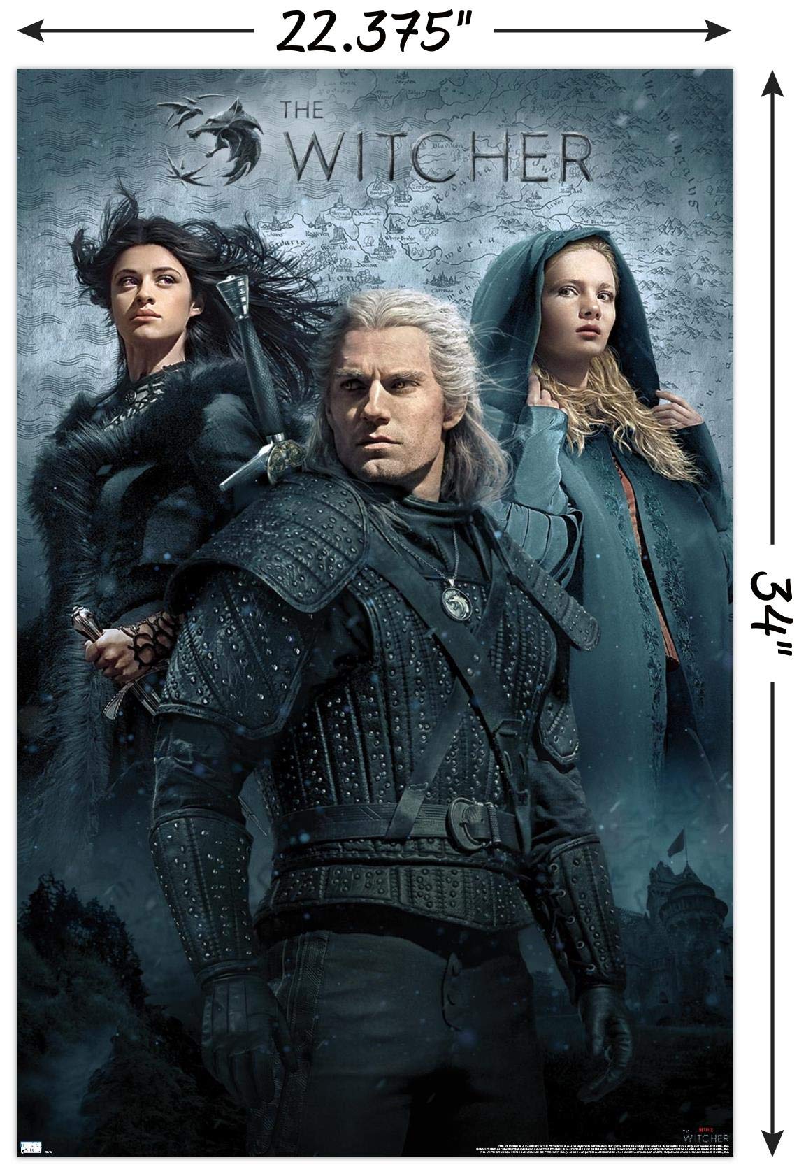 Trends International Netflix The Witcher - Key Art Wall Poster, 22.375'' X 34'', Poster & Clip Bundle
