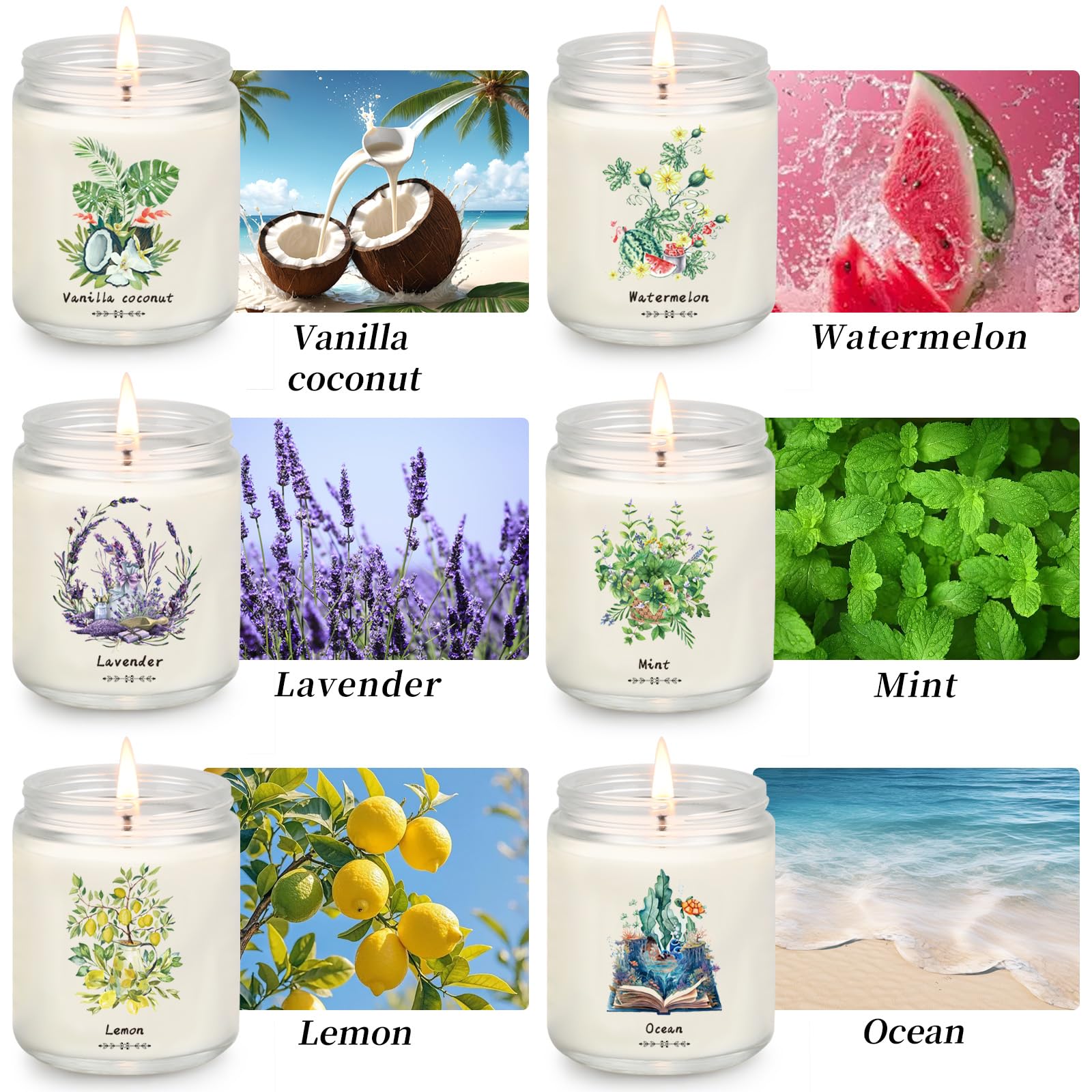 6 Pack Candles for Home Scented, Aromatherapy Candle Gift Set for Women, 37.8oz Natural Soy Wax Long Lasting Candle Set Gifts fo