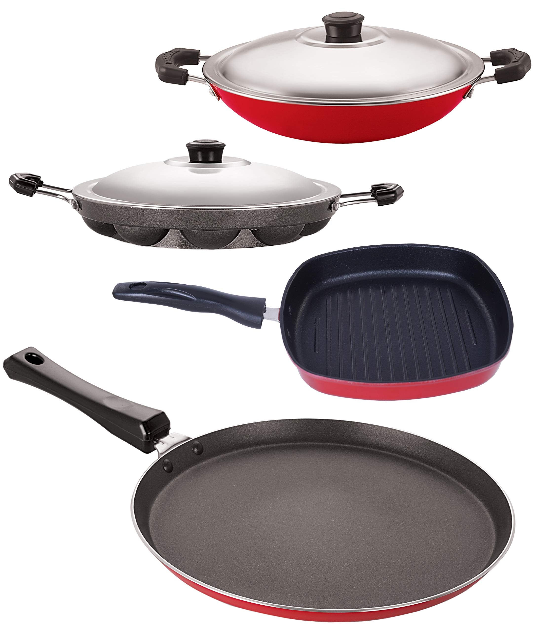Nirlon NonStick 3 Layer Coated Aluminium Long Lasting Cookware Combo Set