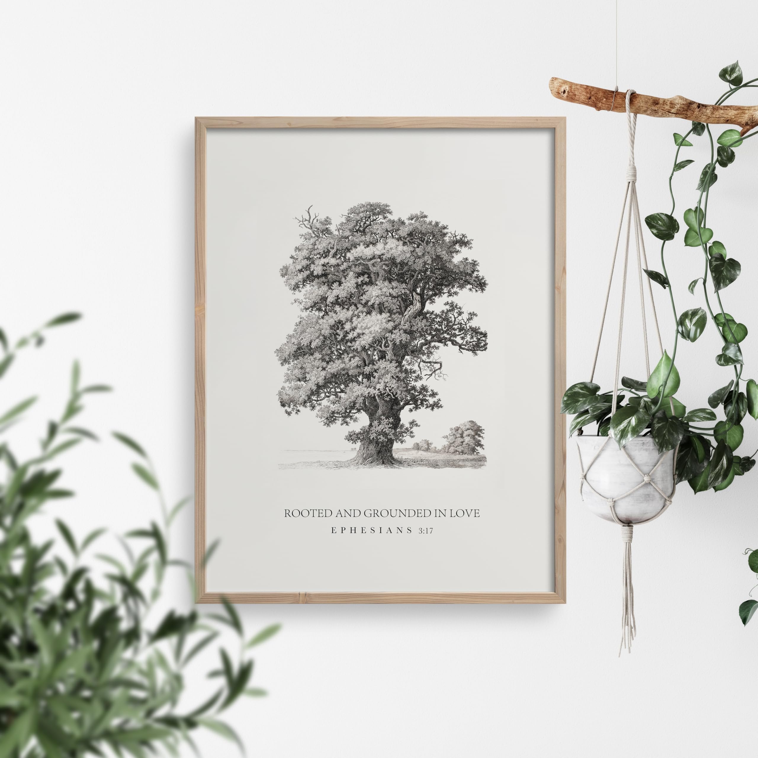 Twodays Christian Wall Art, Rooted And Grounded In Love Bible Verses Room Decor, Large Scripture Painting, Ephesians 3:17 Religi