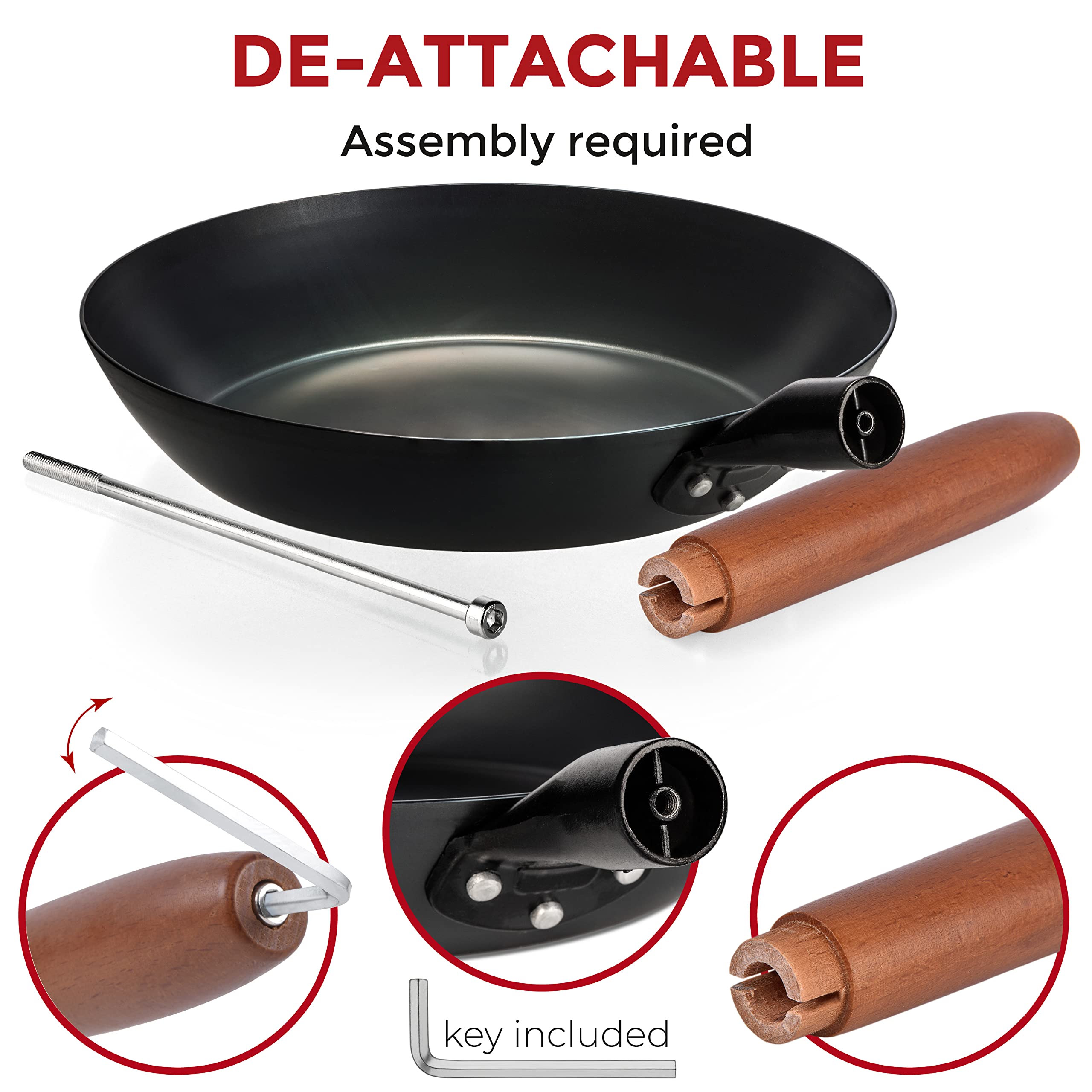 Yosukata Coating-Free Carbon Steel Pan - Durable 11.8 Inch Frying Pan - Pans For Cooking Healthy And Delicious Meals - Carbon St