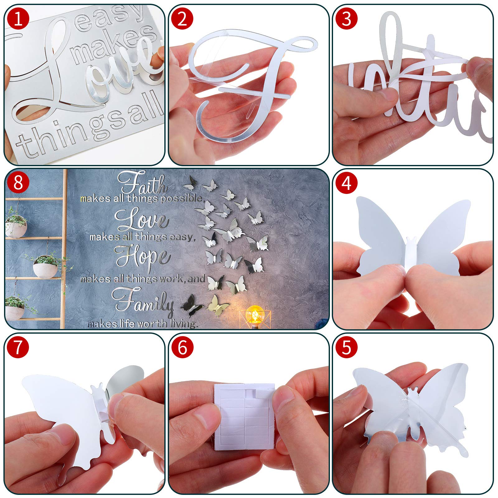 3D Acrylic Mirror Wall Decor Stickers Removable Butterfly Mirror Wall Stickers Diy Faith Makes All Things Possible For Home Offi