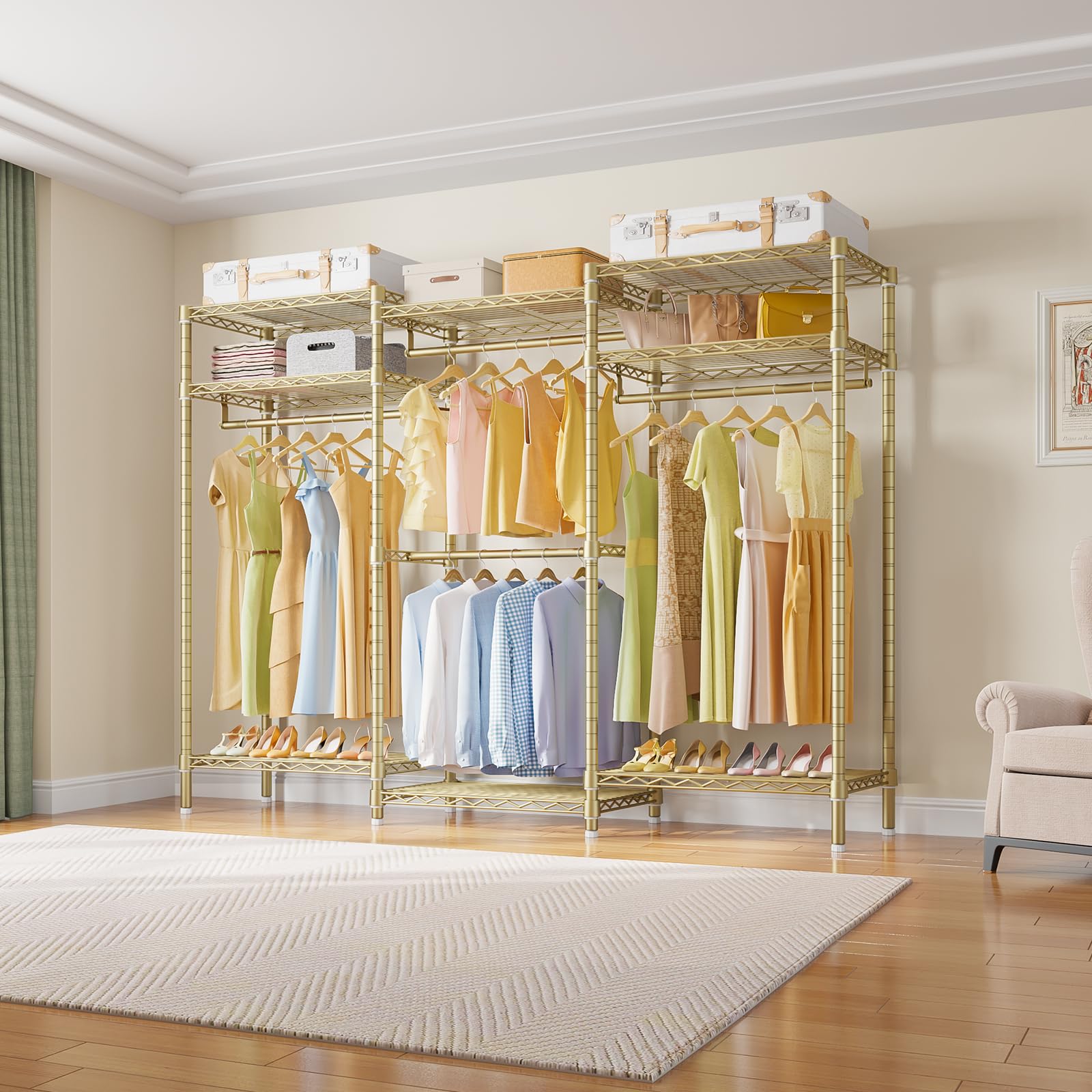 Vipek V5I Garment Rack Heavy Duty Clothes Rack, Portable Closet Wardrobe Bedroom Armoires Freestanding Clothing Rack With 8 Adju