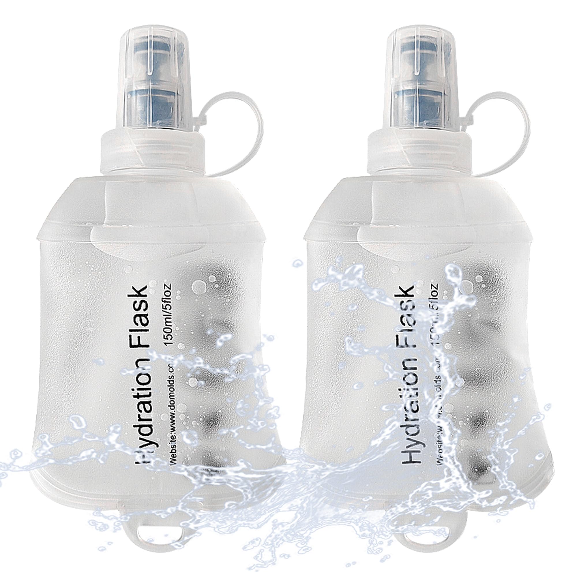 J.CARP 2Pcs 150ml Soft Flask Running Water Bottles, TPU Foldable Running Hydration Flask for Hydration Pack Cycling Hiking Climb