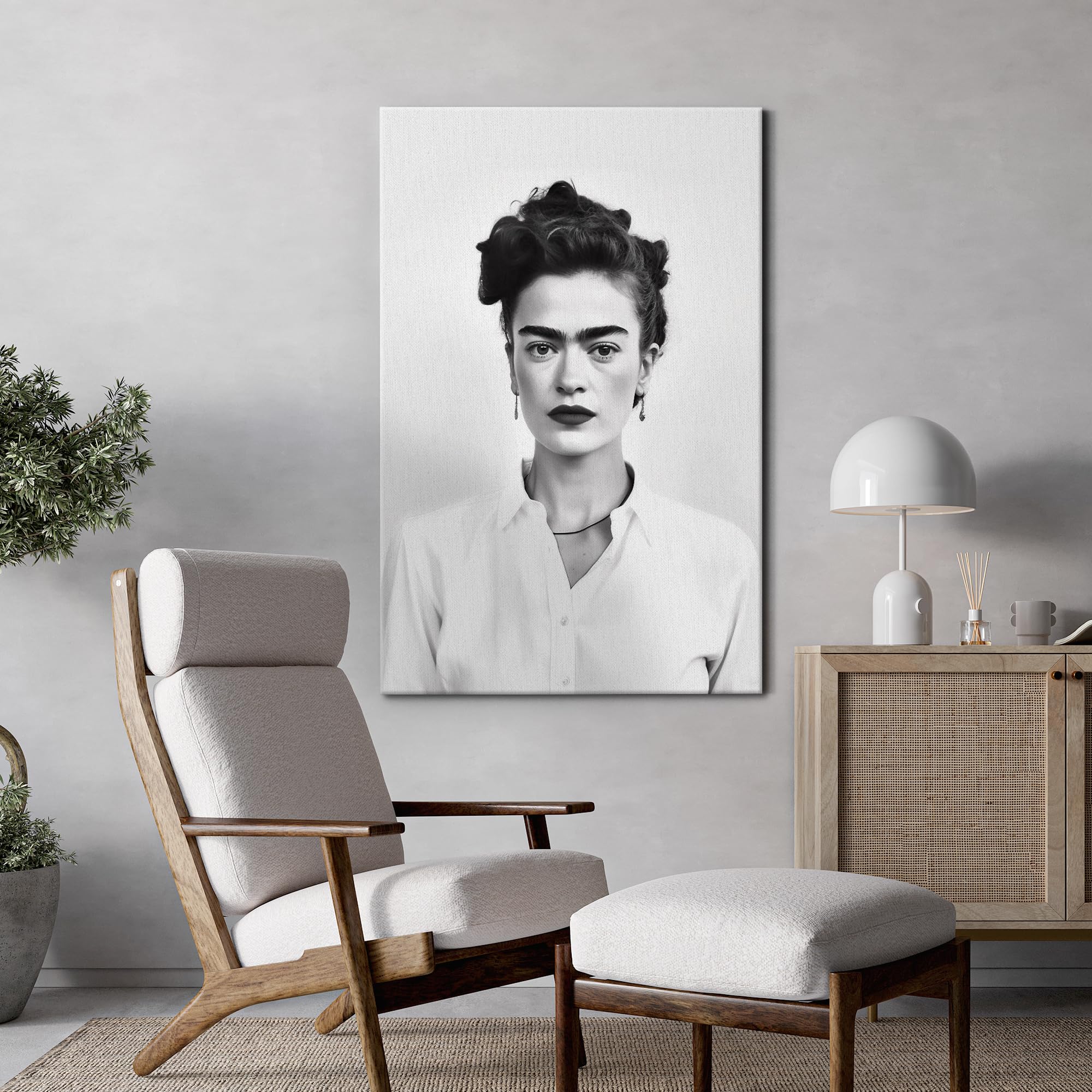 Wall26 Canvas Print Wall Art Frida Kahlo Black & White Classic Portrait Celebrities Pop Culture Photography Realism Vintage Retr