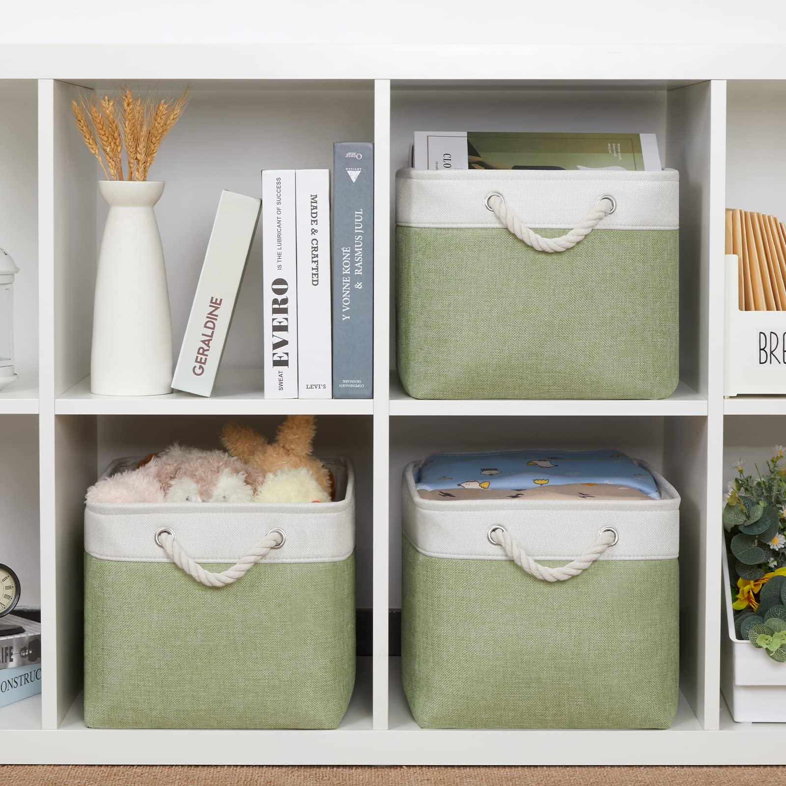 Bidtakay Large Fabric Baskets For Organizing [3-Pack] Closet Organizers And Storage Baskets For Gifts Empty Foldable Nursery Bas