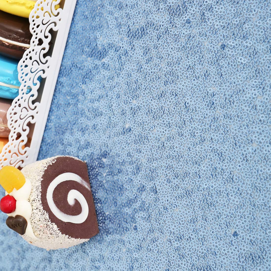 PartyDelight Sequin Tablecloth Baby Blue 50x80 Rectangular Table Cloth for Wedding Sweetheart Christmas Other Events