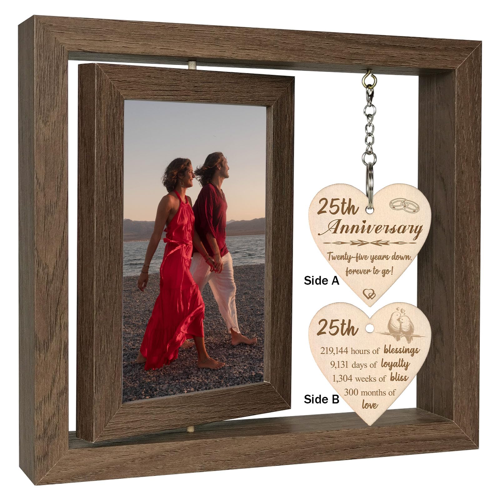 EYITUPC 25 Year Wedding Anniversary Picture Frame Gifts, 25th Anniversary Frame Gifts for Couple Wife Husband (Display Two 4x6)