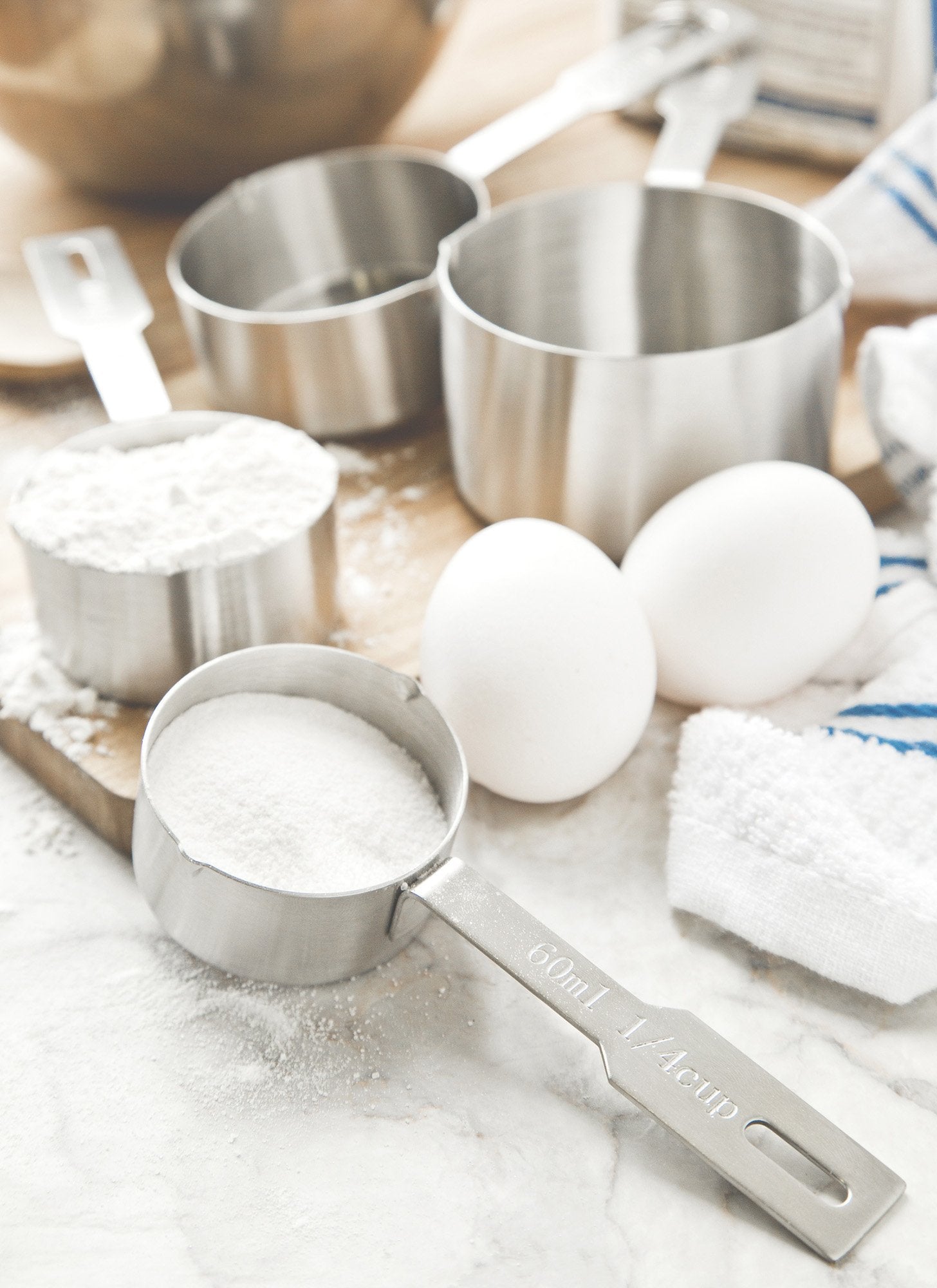 Fox Run Stainless Steel Measuring Spoons, 4 Piece Cup Set For Liquids, Silver