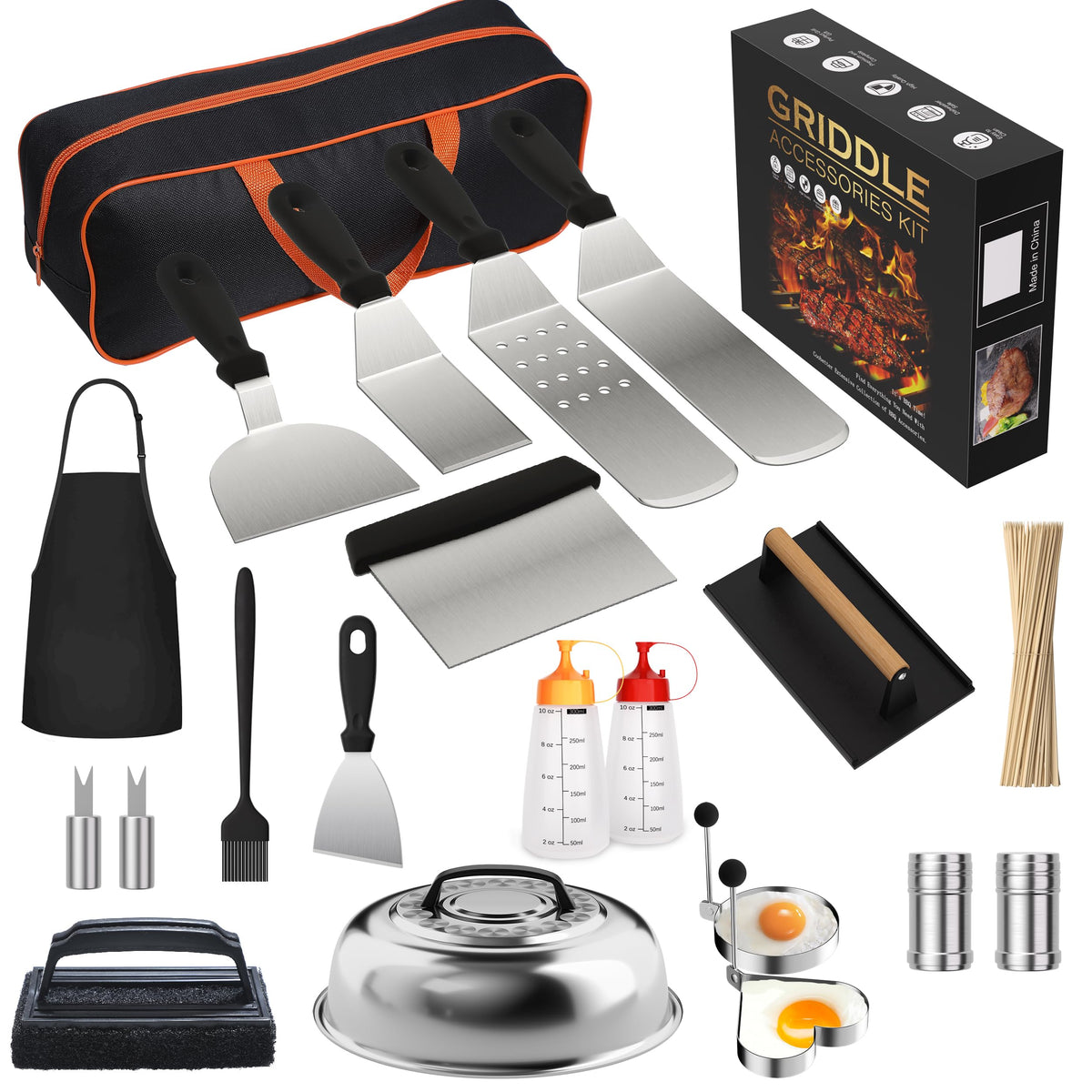 120 Pcs Blackstone Griddle Accessories Upgraded Griddle Accessories Kit - Perfect Flat Top Grill Accessories, Professional Recta