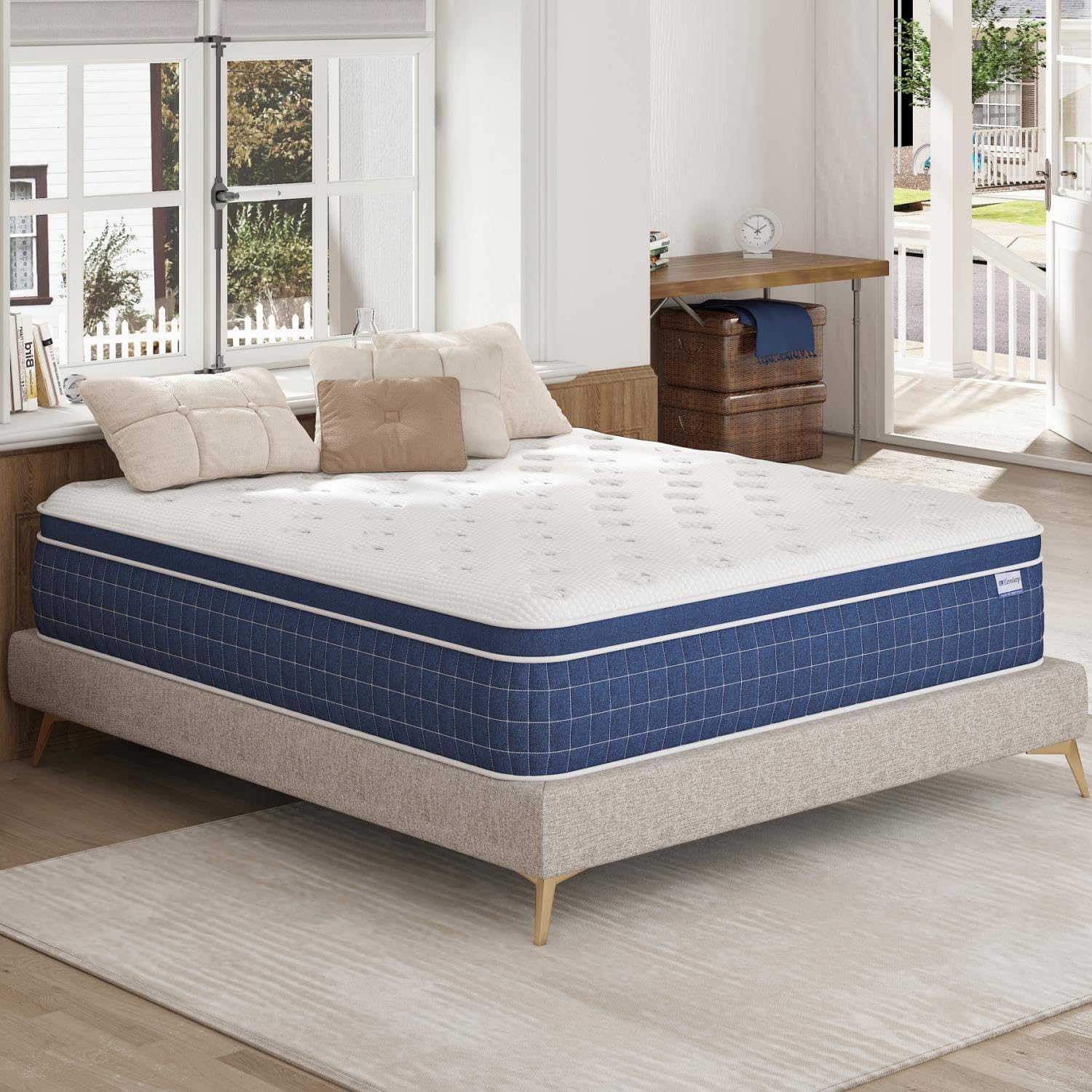 King Size Mattress, Upgrade Strengthen, 14 Inch Firm Hybrid King Mattress In A Box, Mattress King Size With Memory Foam And Inde