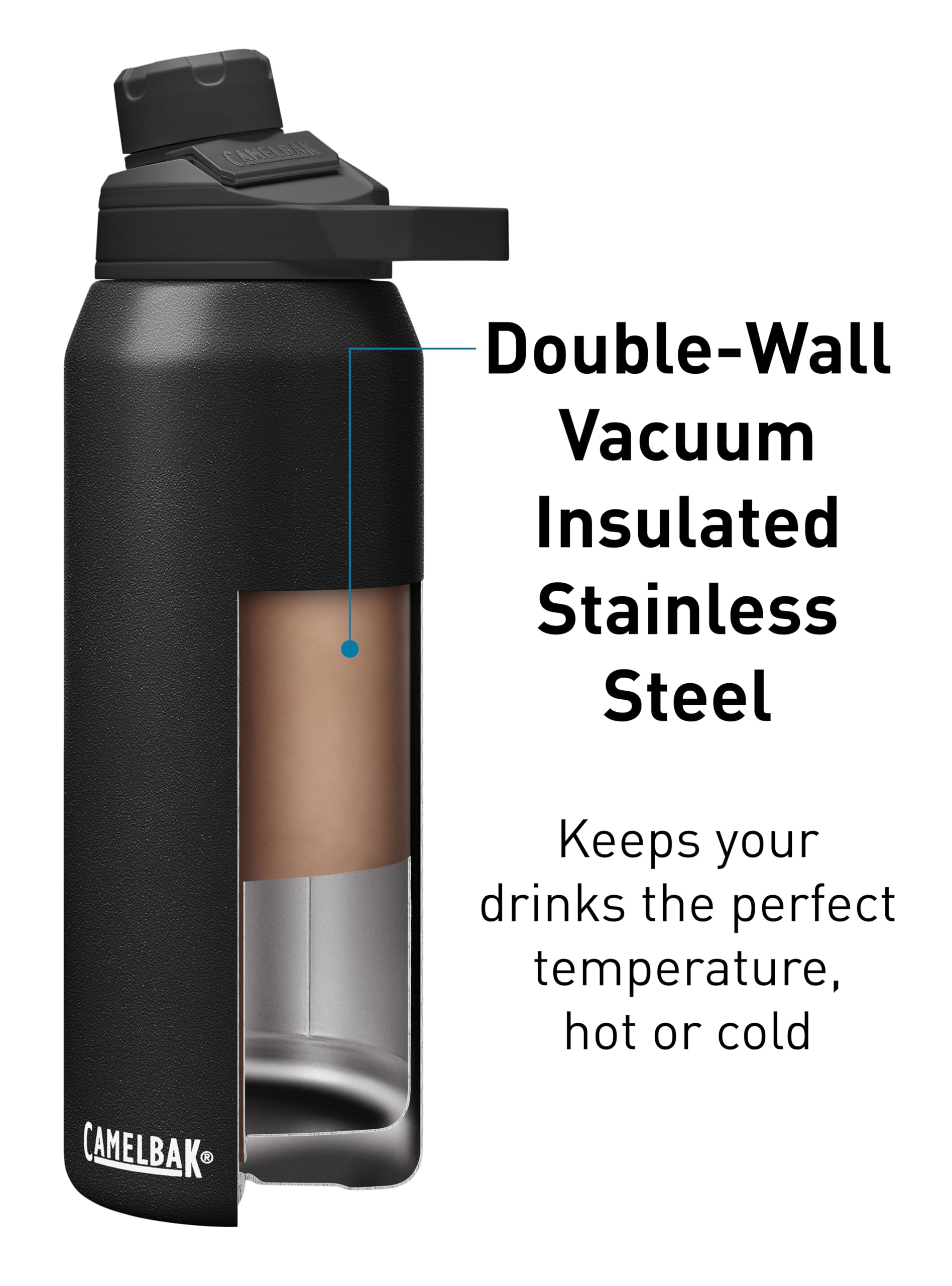 Camelbak Chute Mag 20Oz Vacuum Insulated Stainless Steel Water Bottle, Black