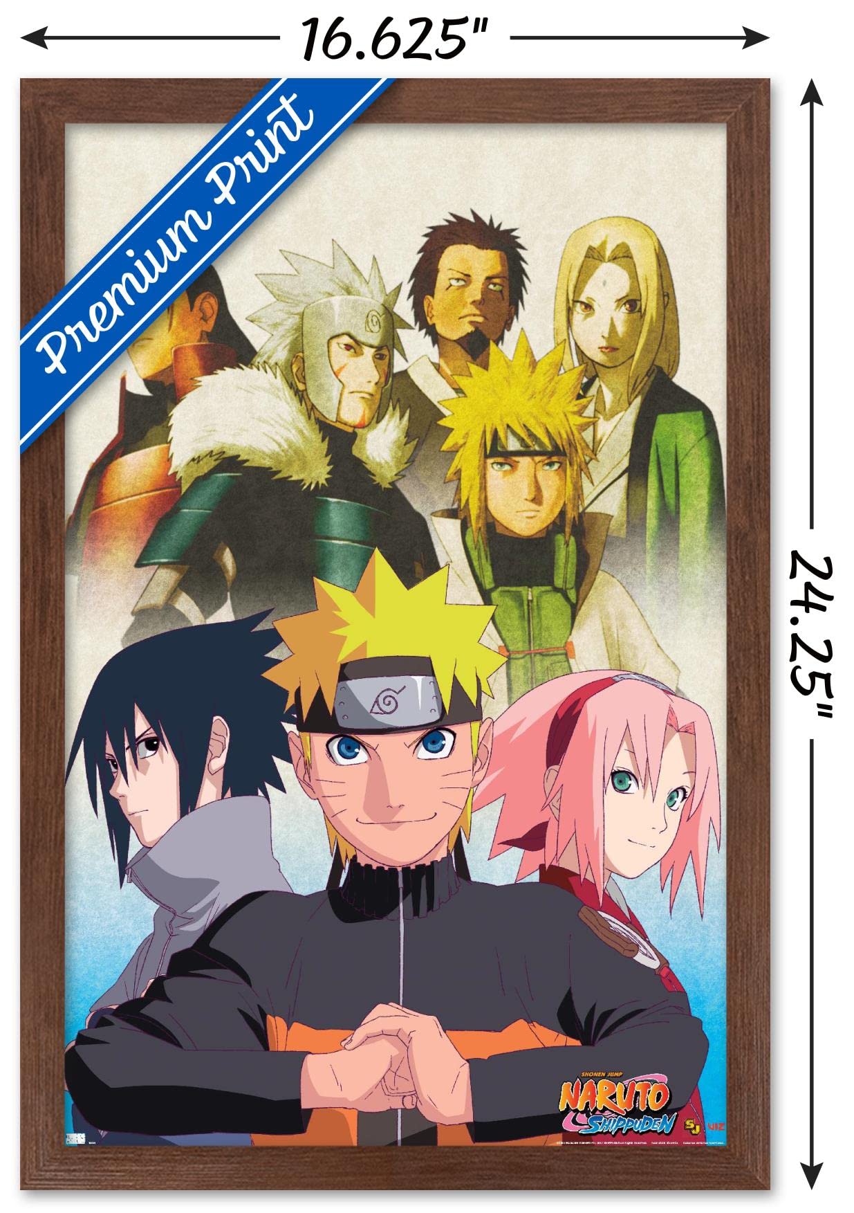 Trends International Naruto Shippuden Wall Poster, 14.725" x 22.375", Mahogany Framed Version, Model FR18864MAH14X22