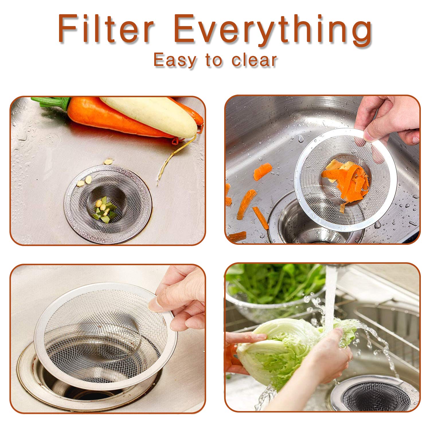 50Pcs Heavy Duty Stainless Steel Slop Basket Filter Trap, 2.75 '' Top / 1 '' Mesh Metal Sink Strainer,Perfect For Kitchen Sink/B