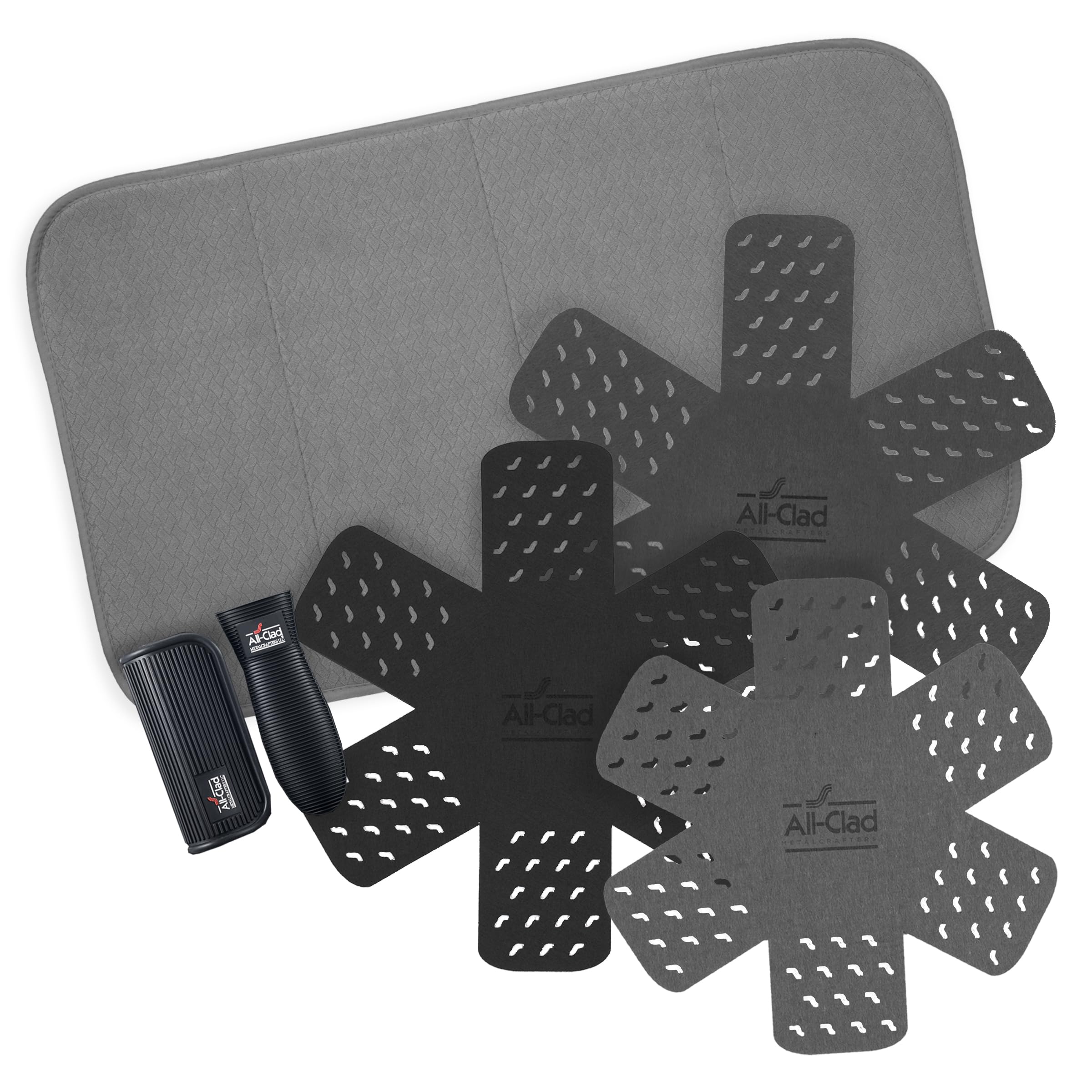 All-Clad Pot Protectors, Grip, And Dish Drying Mat Set: Pot Protectors For Kitchen Organization, 100% Silicone Heat Resistant Gr