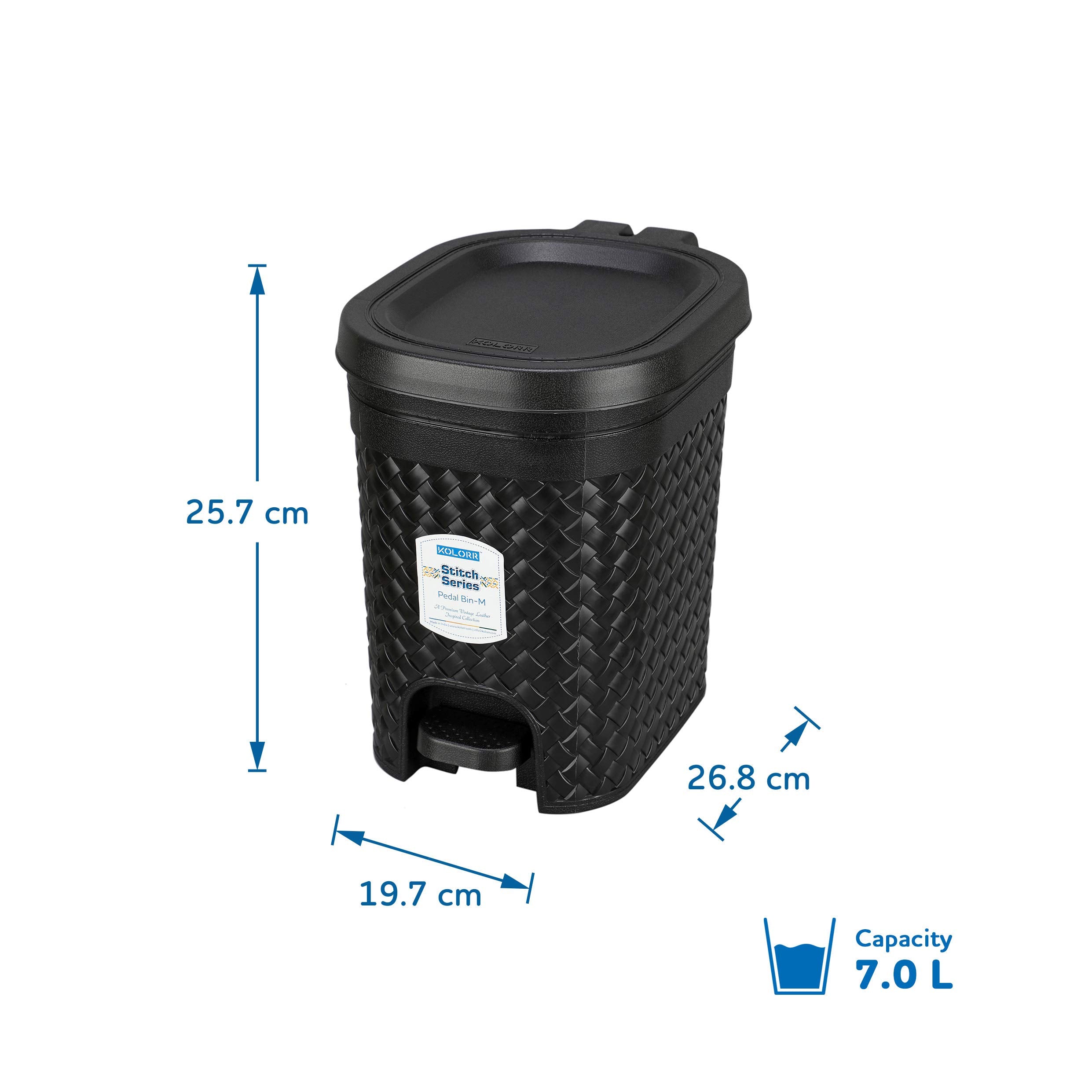 Kolorr Stitch 7 Liters Plastic Pedal Dustbin/Trash Can/Garbage Waste Bin With Lid For Home/Kitchen/Office/Bathroom & Washroom  B