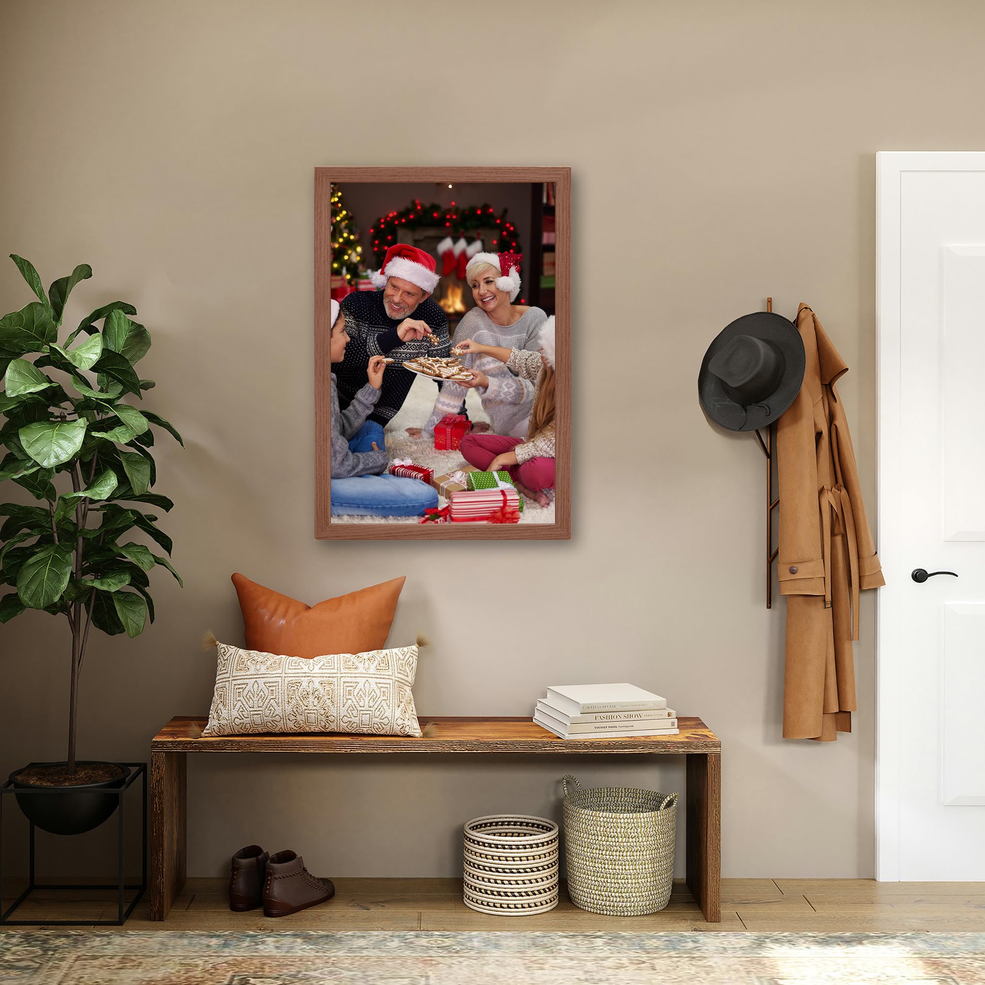 Framed Custom Canvas Prints With Your Photos Personalized Photo To Canvas Print Gifts For Couples Friends Family Baby Pets(Brown