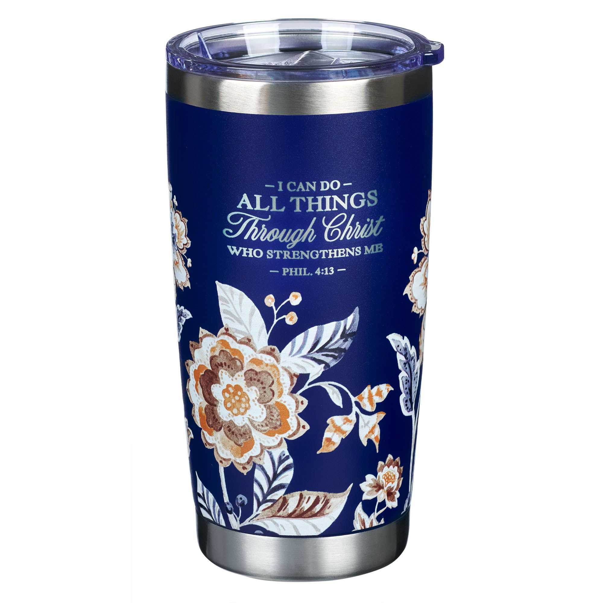 Christian Art Gifts Stainless Steel Scripture Tumbler Travel Mug For Women: All Things Through Christ Inspirational Bible Verse,