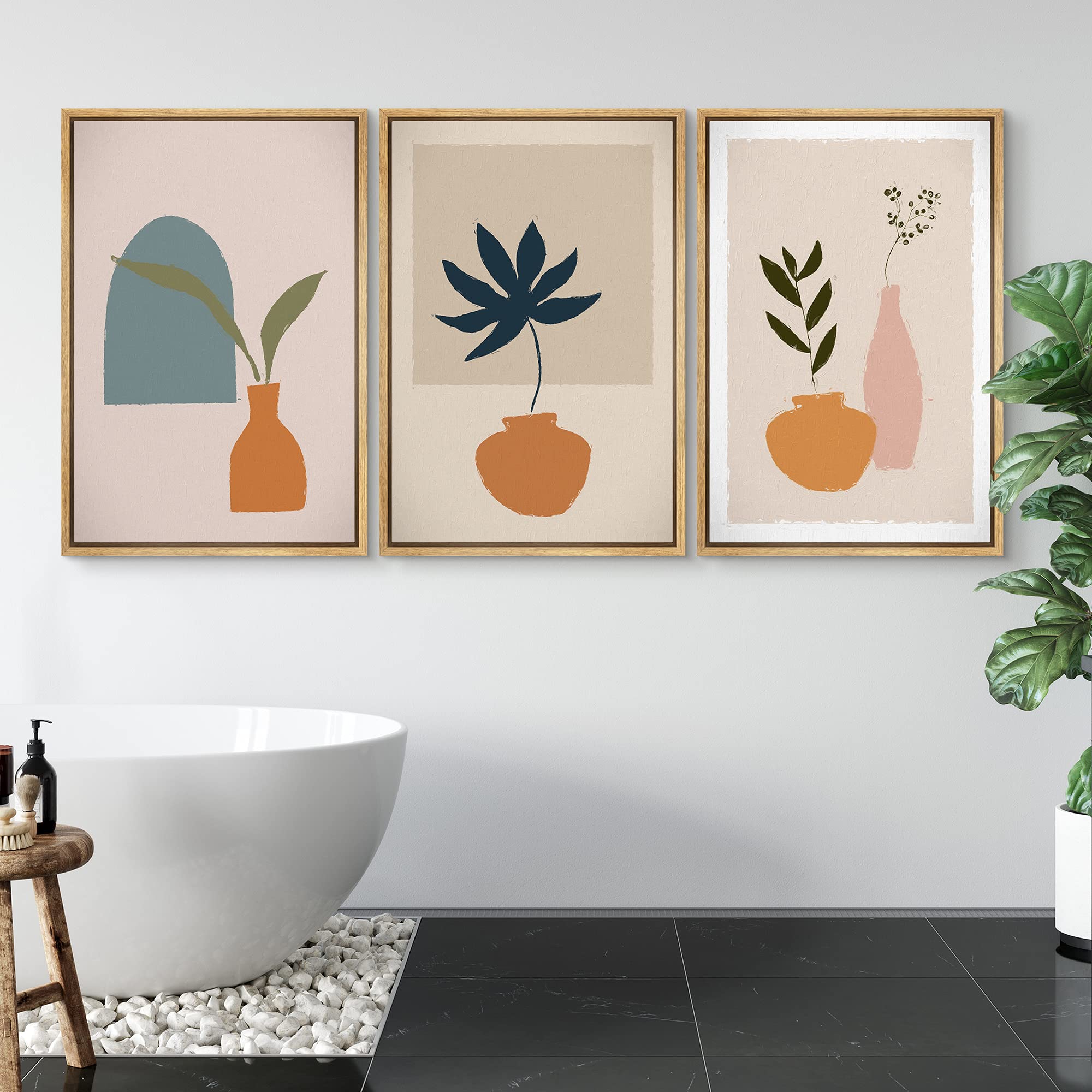 Signwin 3 Piece Framed Canvas Wall Art Illustration Canvas Prints Home Artwork Decoration For Living Room,Bedroom - 24''X36''X3
