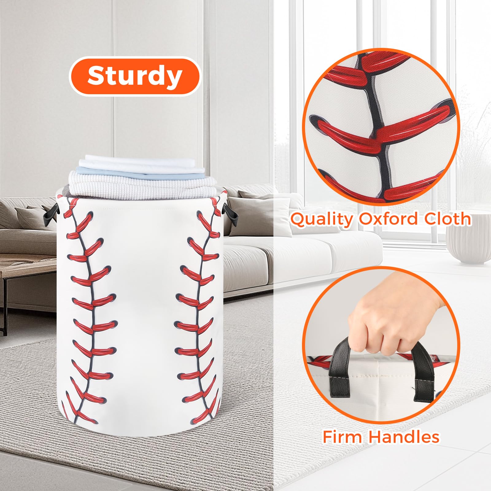 Baseball Laundry Basket For Boys Room Decor, Kids Nursery Hamper Gift For Bathroom Bedroom Sports Room Accessories, Teens Stuff