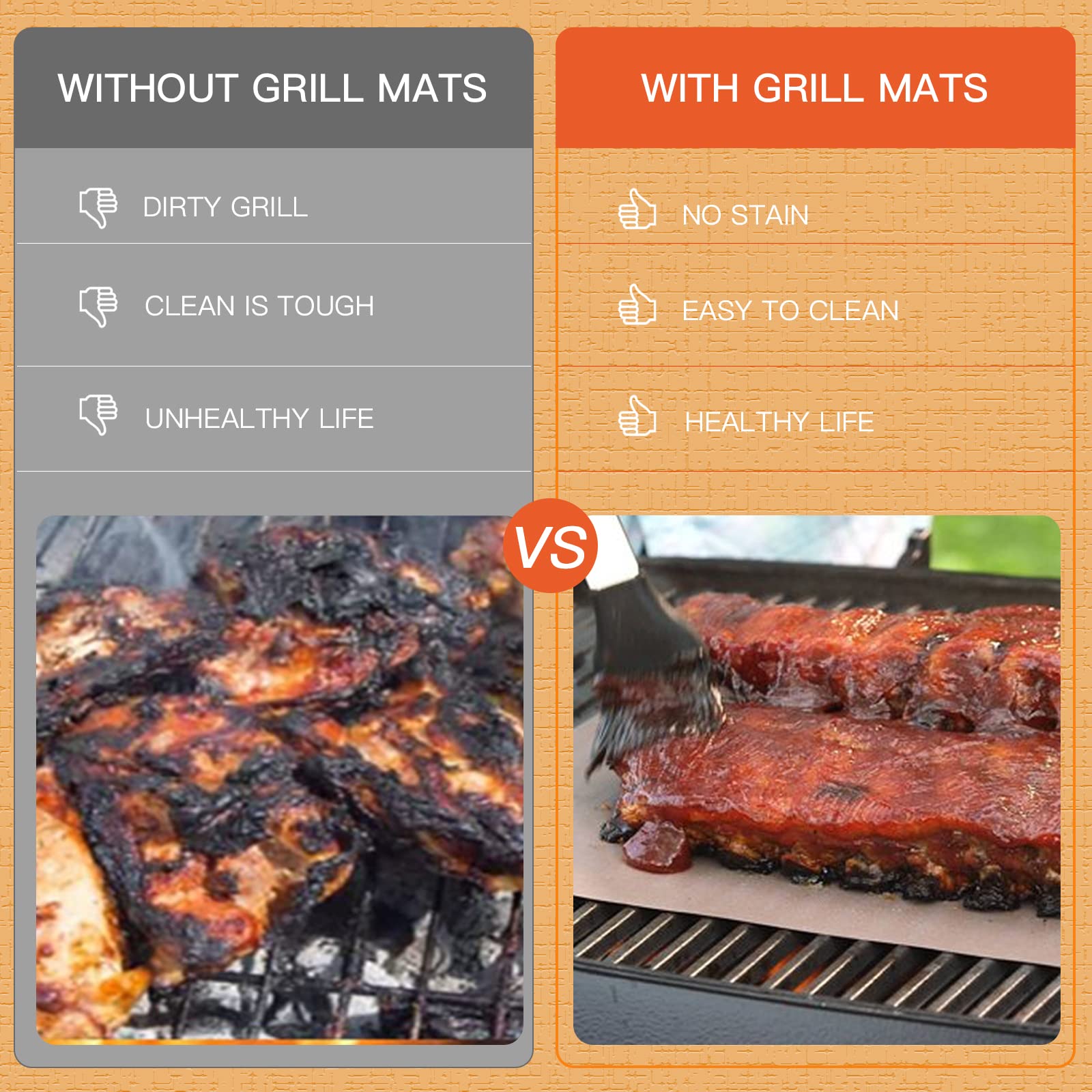 Skybd Copper Grill Mats (Set Of 6), 100% Non-Stick Bbq Grilling Sheets, Heavy Duty, Reusable, Pfoa Free And Easy To Clean - Work