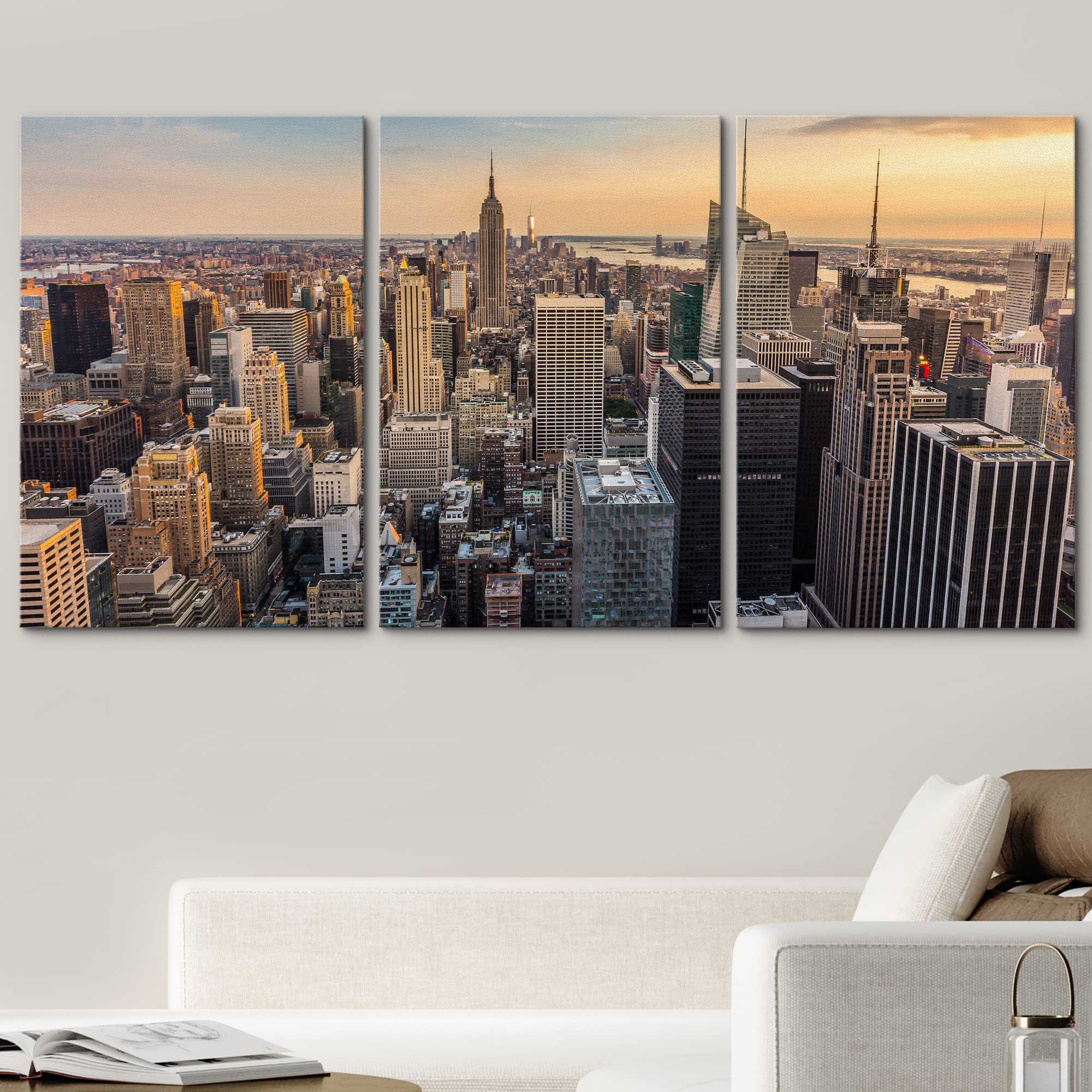Wall26 - New York City Midtown Skyline - Canvas Art Wall Art -24''X36''X3 Panels